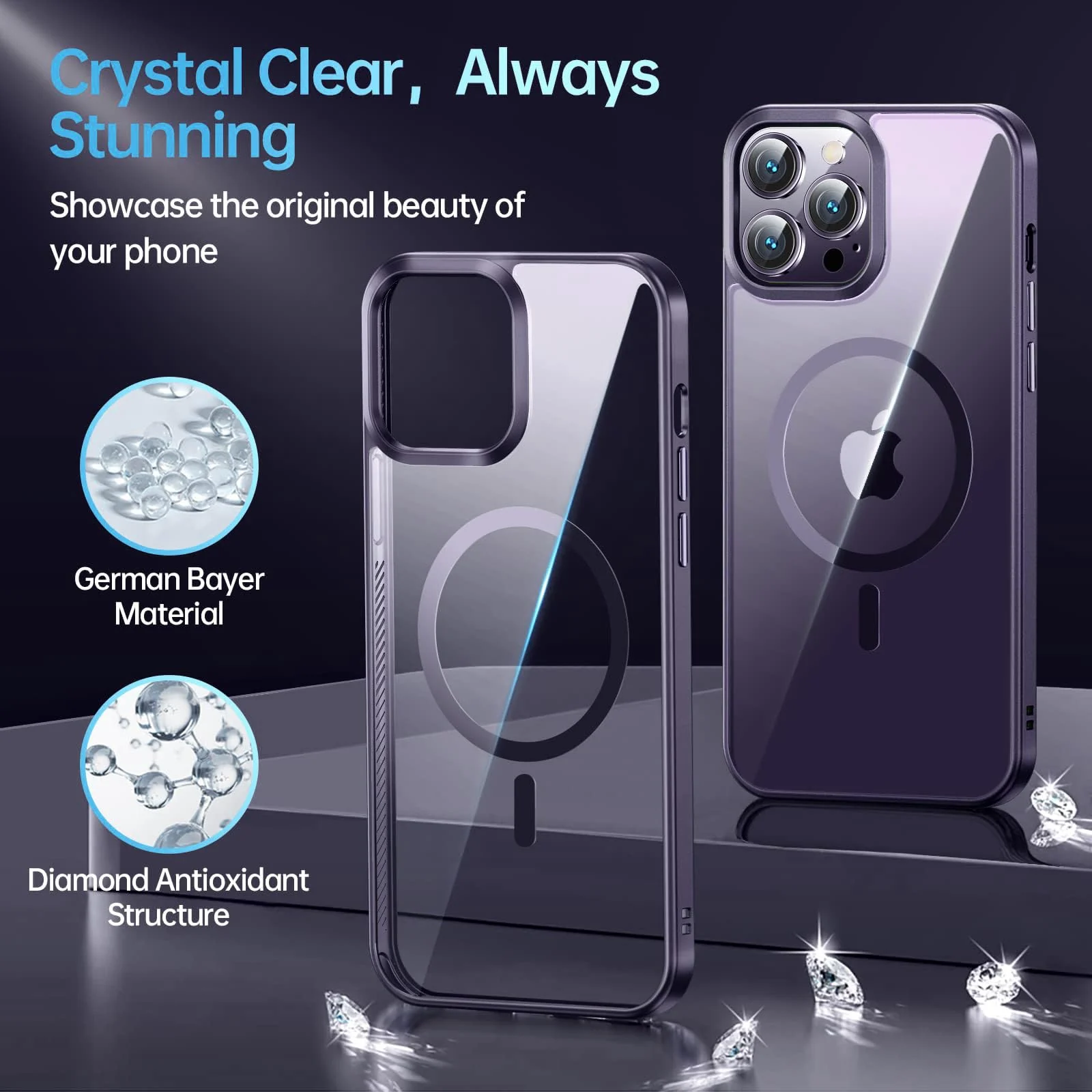 DL3 Mobilak MagSafe-Compatible Clear Magnetic Case for iPhone 13 Pro Max (6.7 Inch) - Deep Purple