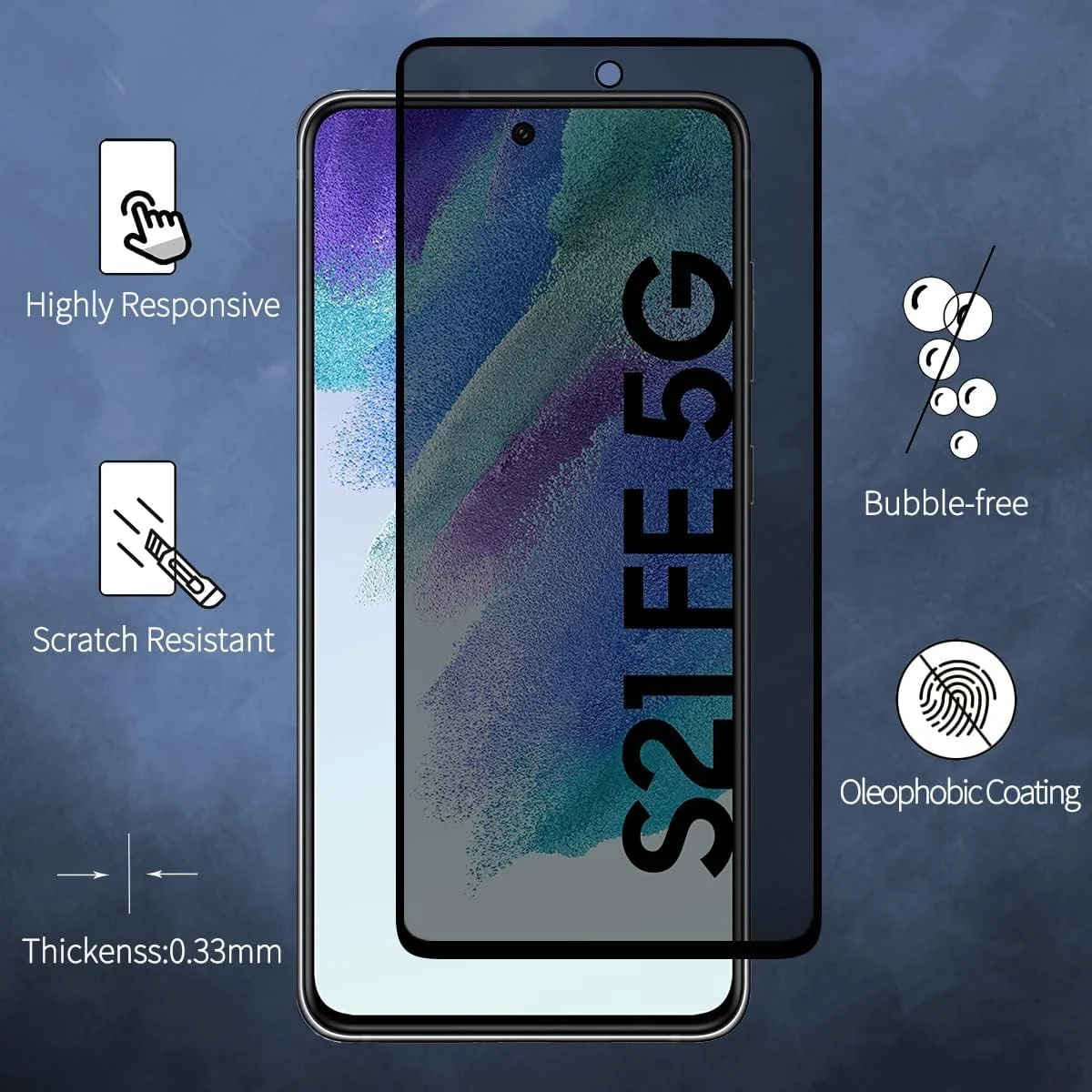 DL3 MOBILAK Anti-Spy 9H Tempered Glass Screen Protector for Samsung Galaxy S21 FE 5G - Black