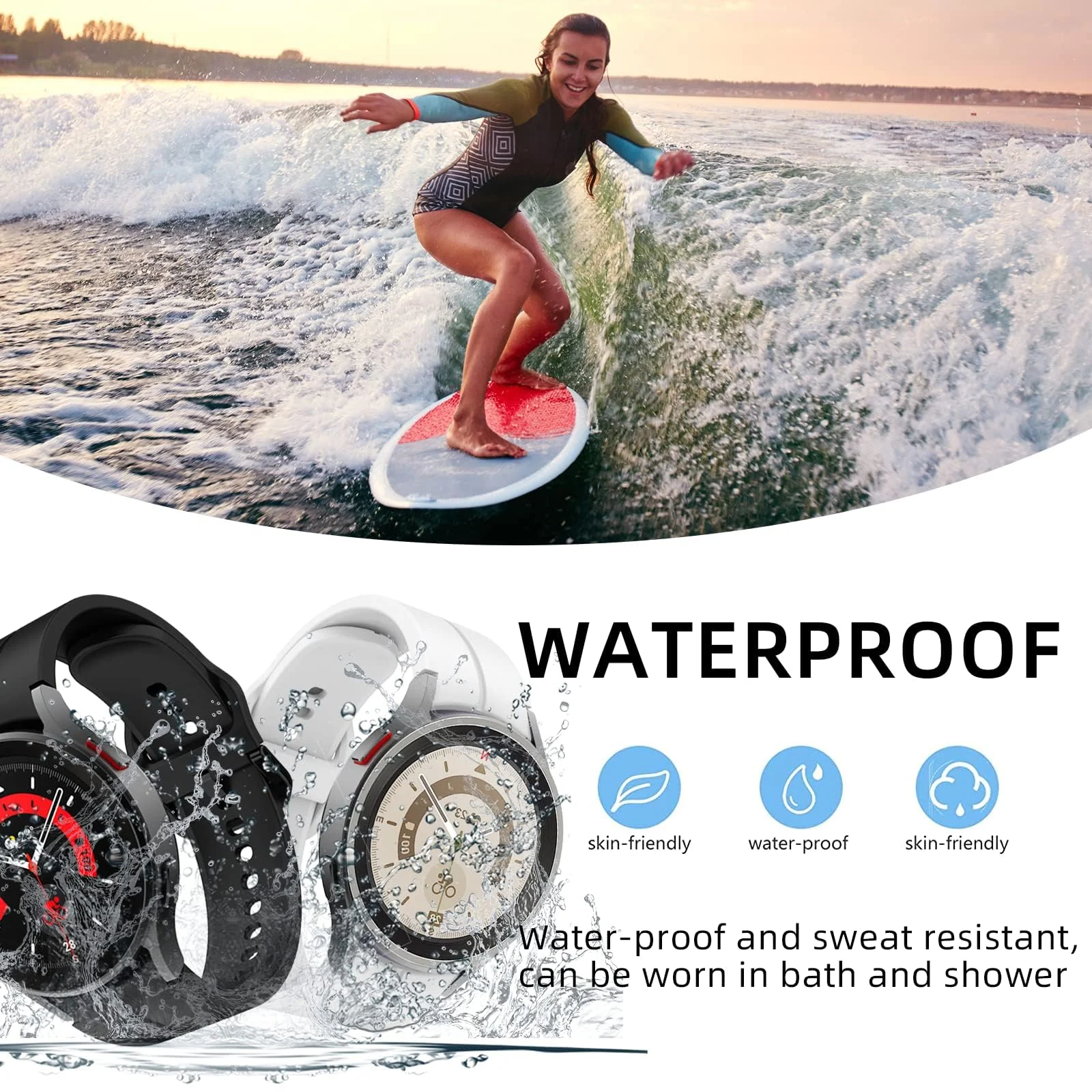DL3 Mobilak Sport Watch Band Compatible with Samsung Galaxy Watch 7 FE 6 5 4 Band 40mm 44mm/ Galaxy Watch 6 Classic Bands 43mm 47mm/Watch 5 Pro Band 45mm/ Galaxy Watch4 Classic Band 42mm 46mm, No Gap - White