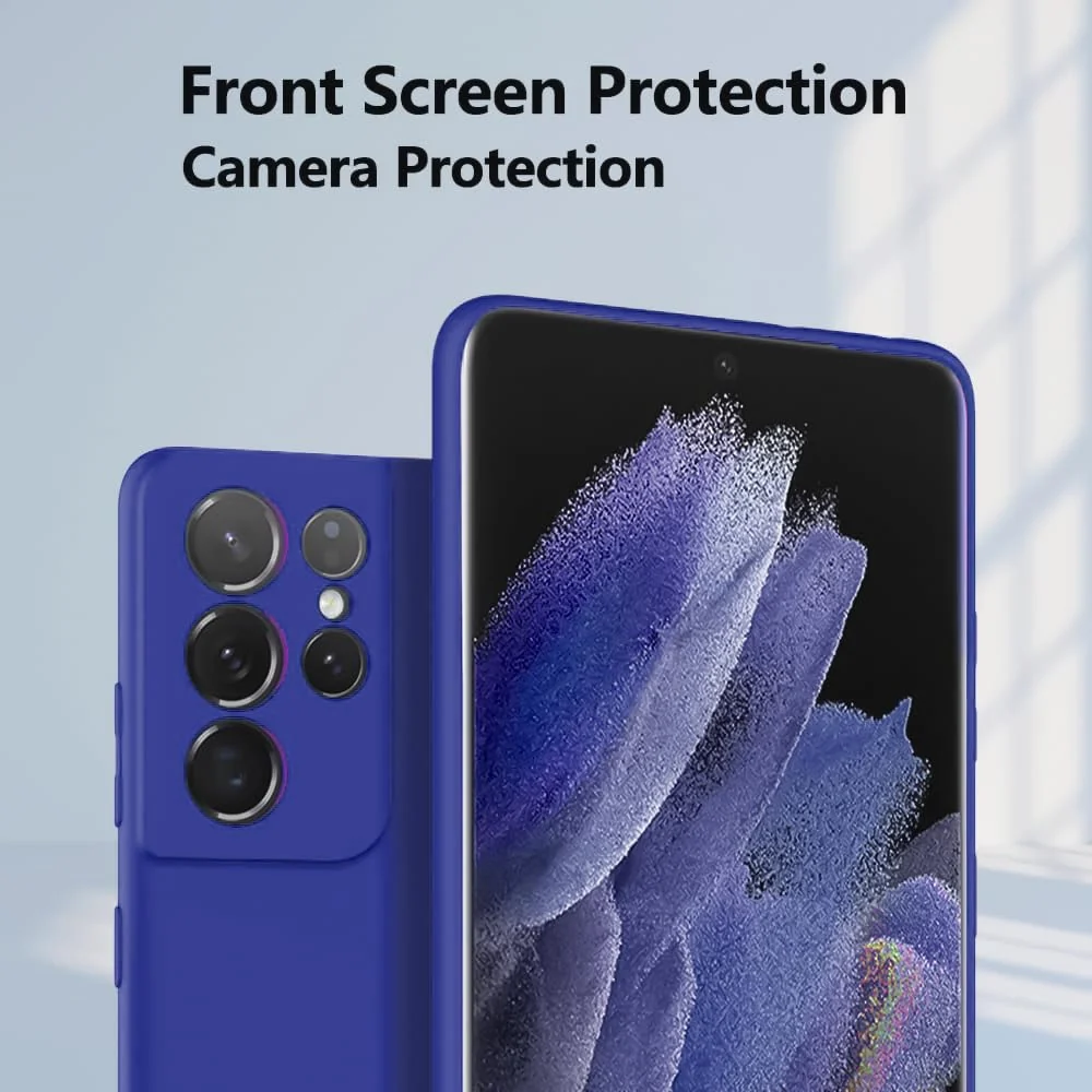 DL3 Mobilak Samsung Galaxy S21 Ultra 5G Case, Soft Flexible Silicone Gel Rubber Bumper Cover, Slim Fit Full Body Shockproof Protective Phone Case - Pepsi