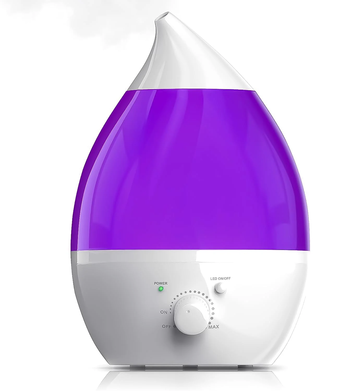 Mobigon 2.6 Litres Humidifier for Room, Cool Mist Ultrasonic Humidifier/Essential Oil Diffuser, Super Quiet 360°Nozzle, Colorful Change, Auto Shut Off&UV Light&, Lasts Up to 24 Hours - White Purple