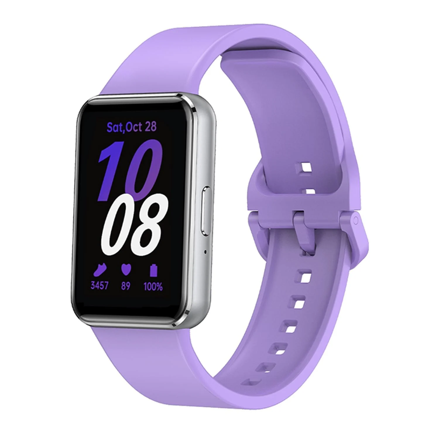 DL3 MOBILAK Silicone Bracelet for Samsung Galaxy Fit 3 Strap, Soft Silicone Sport Replacement Strap For Women/Men, Adjustable Waterproof Sports Band - Light Purple