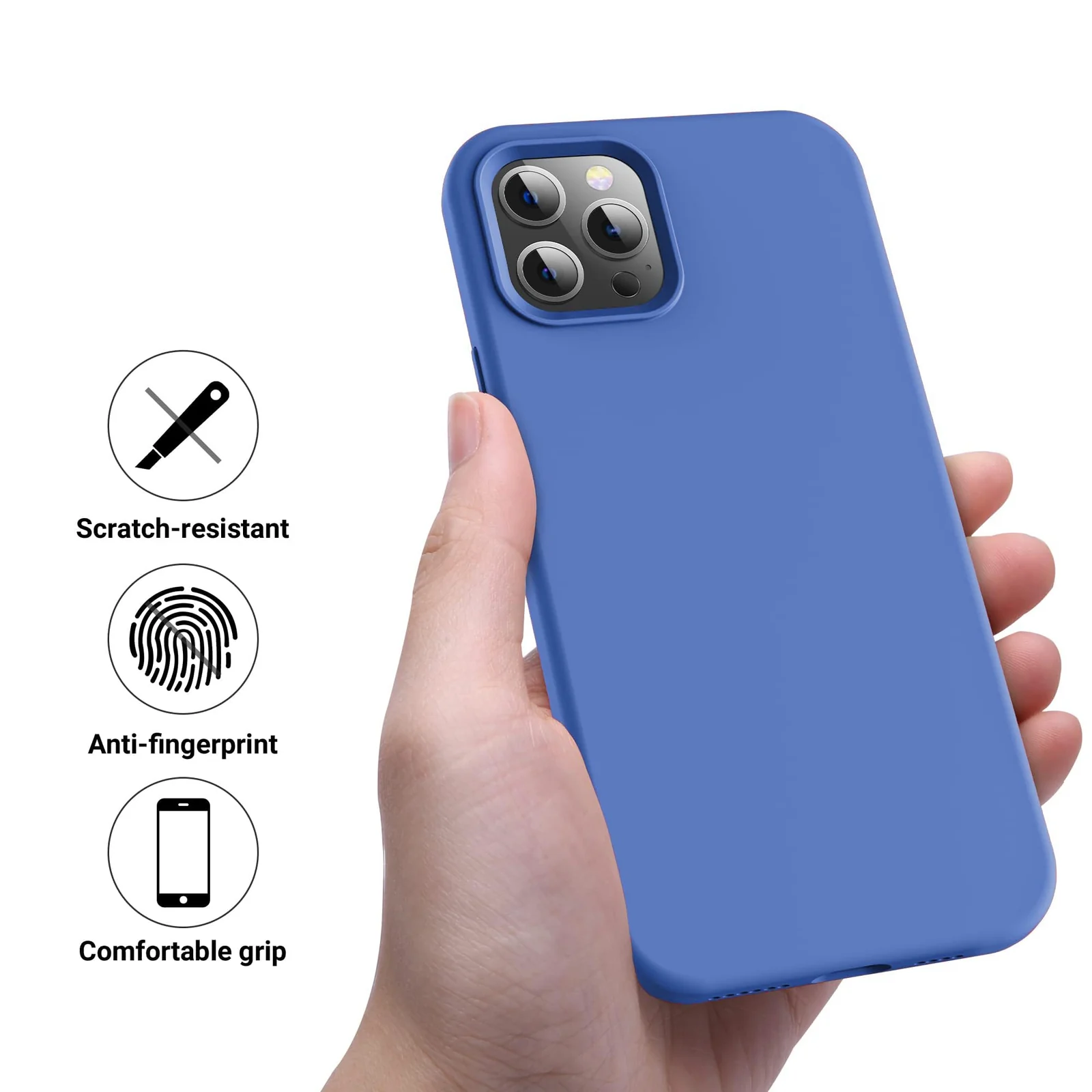 DL3 Mobilak Liquid Silicone Protective Case for iPhone 15 Pro Max with Camera Protection and Microfiber Lining - Light Blue