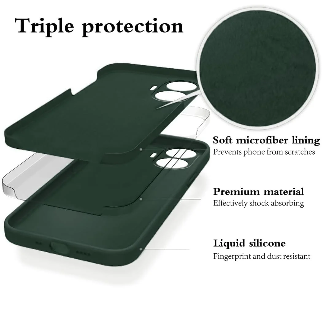 DL3 Mobilak Silicone Protective Case for realme C55 / realme Narzo N55, Shock-absorbing protection, Scratch-resistant surface, Soft microfiber lining - Green