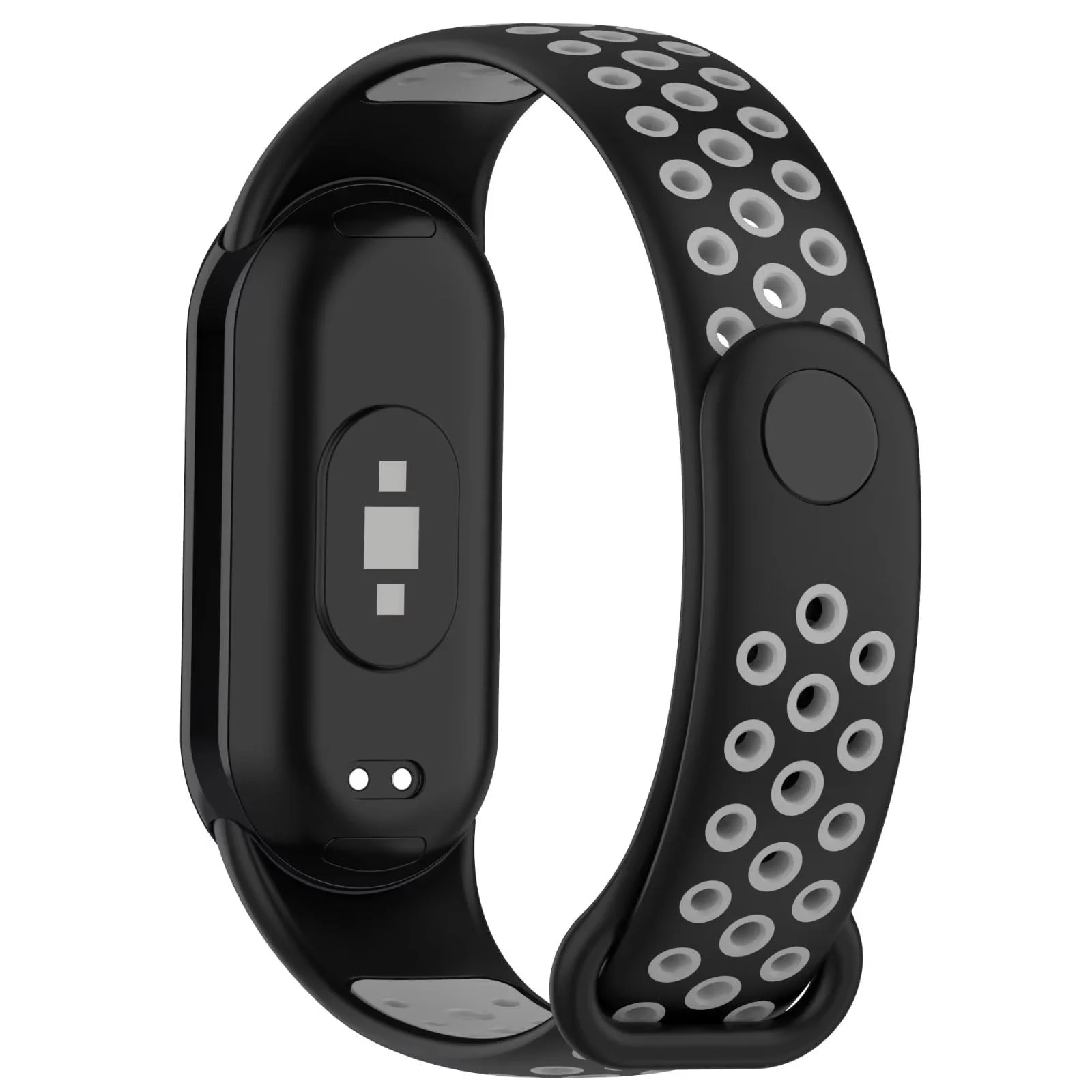 DL3 Mobilak Strap for Xiaomi Mi Band 9 / Mi Band 8, Breathable Sport Silicone Watch Band Strap, Replacement Bracelet Wristband Wrist Strap for Xiaomi Smart Band 9/Xiaomi Smart Band 8 Watch Accessories - Black Gray