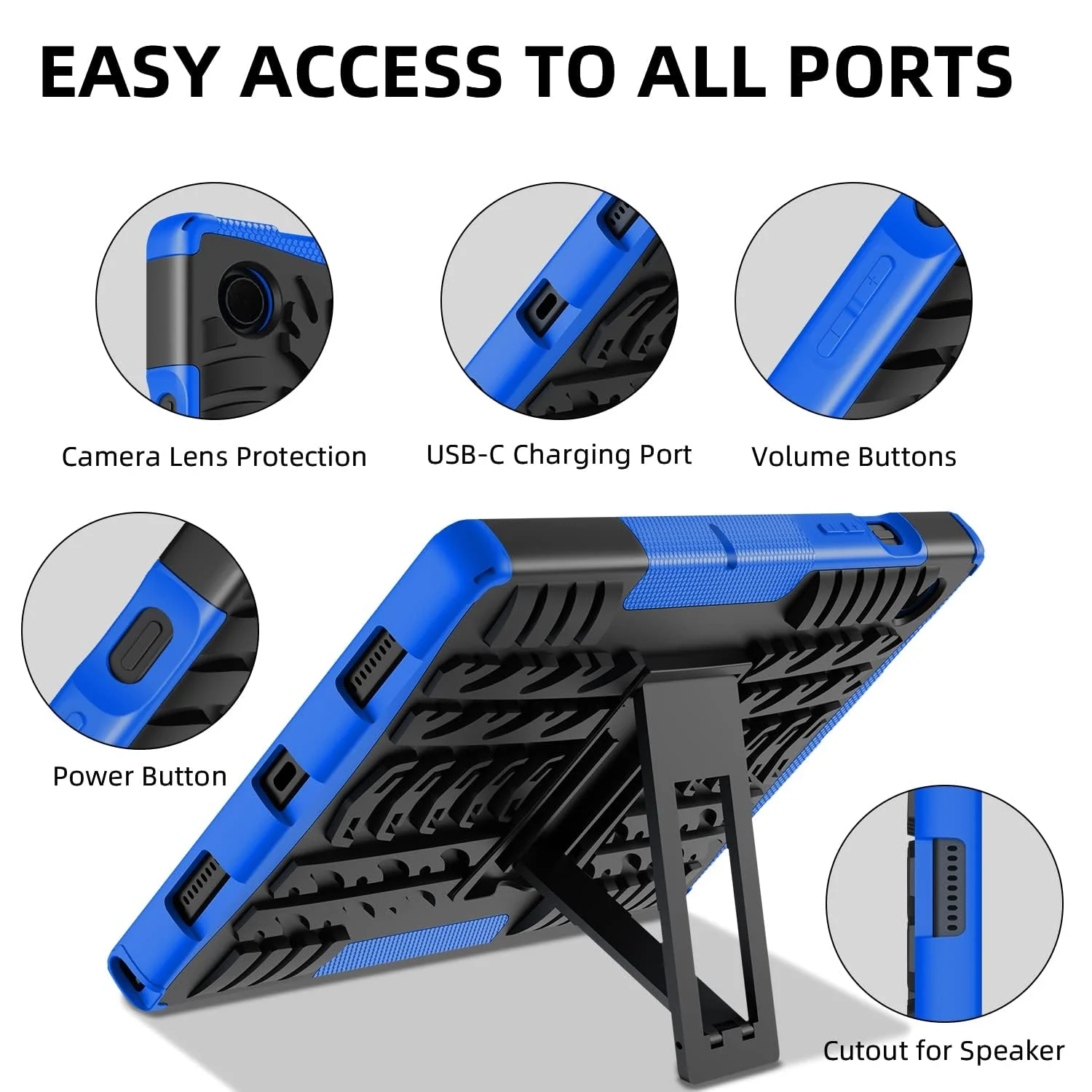DL3 Mobilak Case For Samsung Galaxy Tab A8 10.5 Inch 2021(-X200/-X205/-X207), Hybrid Rugged Armor Heavy Duty 2 in 1 TPU + PC Combo Dual Layer Shockproof Case with Kickstand - Blue