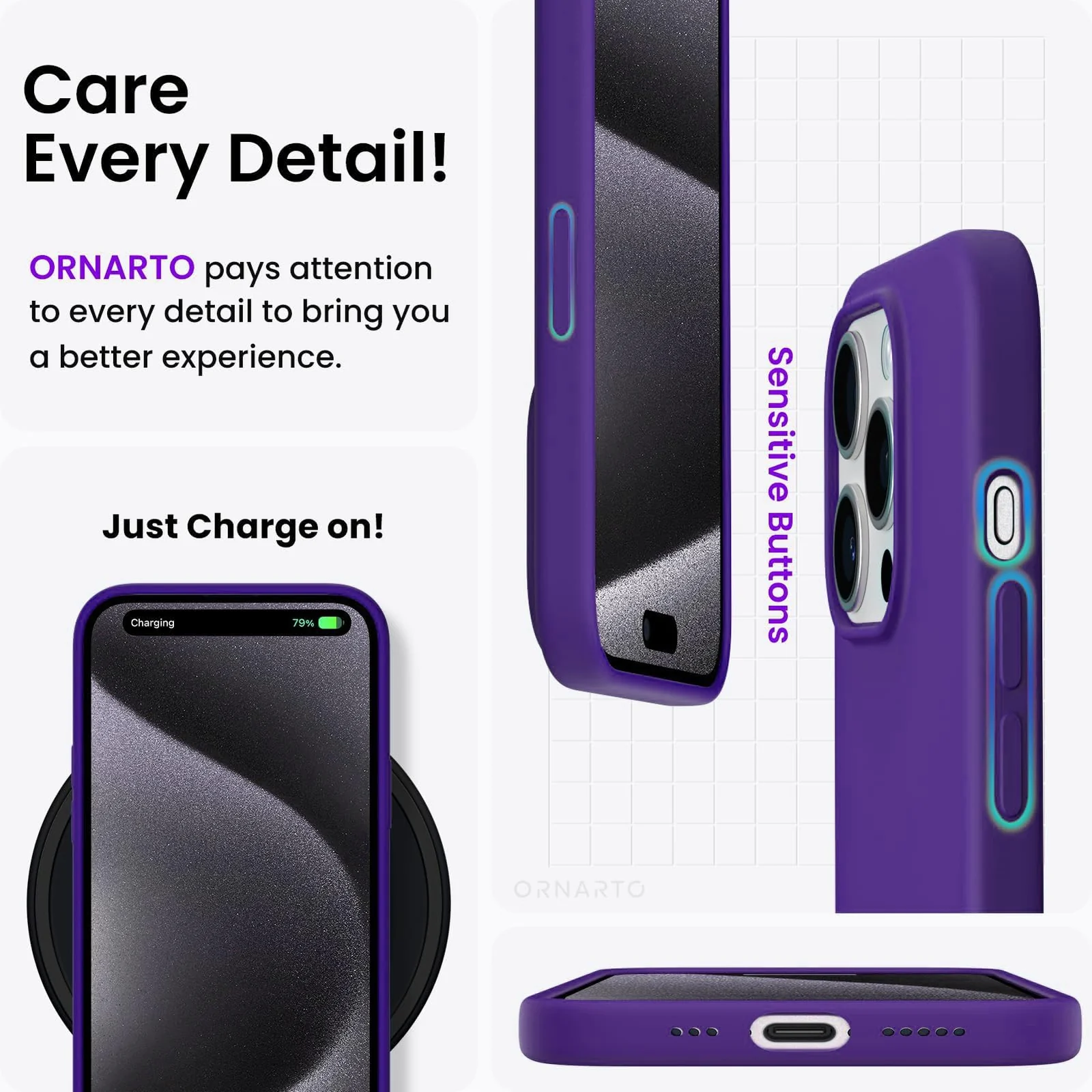 DL3 Mobilak Compatible with iPhone 13 Pro (6.1 Inch) Case, Liquid Silicone Case, Full Body Protective Cover, Shockproof, Slim Phone Case, Anti-Scratch Soft Microfiber Lining - Purple