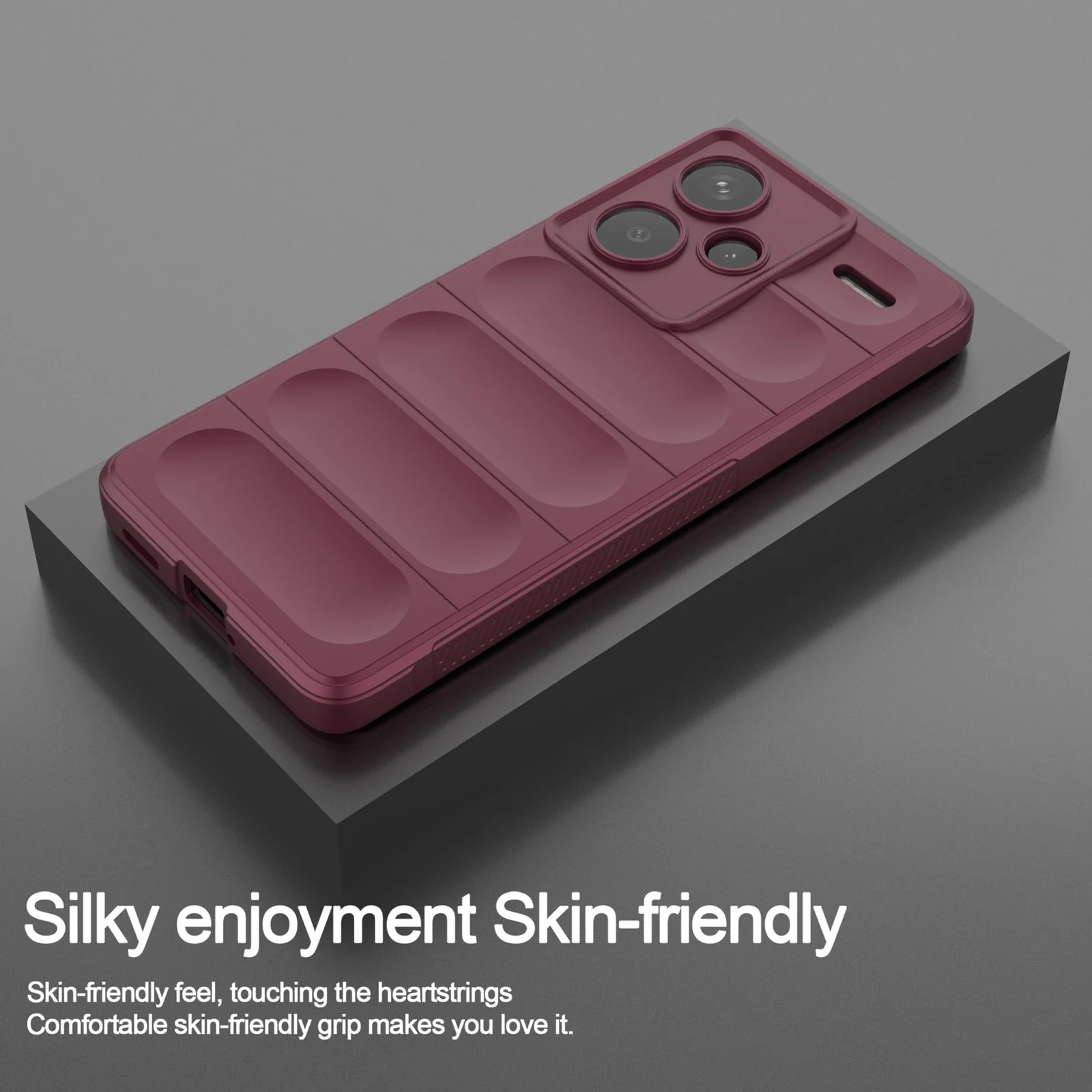 DL3 Mobilak Soft Silicone Protective Case for Xiaomi Redmi Note 13 Pro+ Plus 5G with Camera Protection and Shockproof Design - Wine Red
