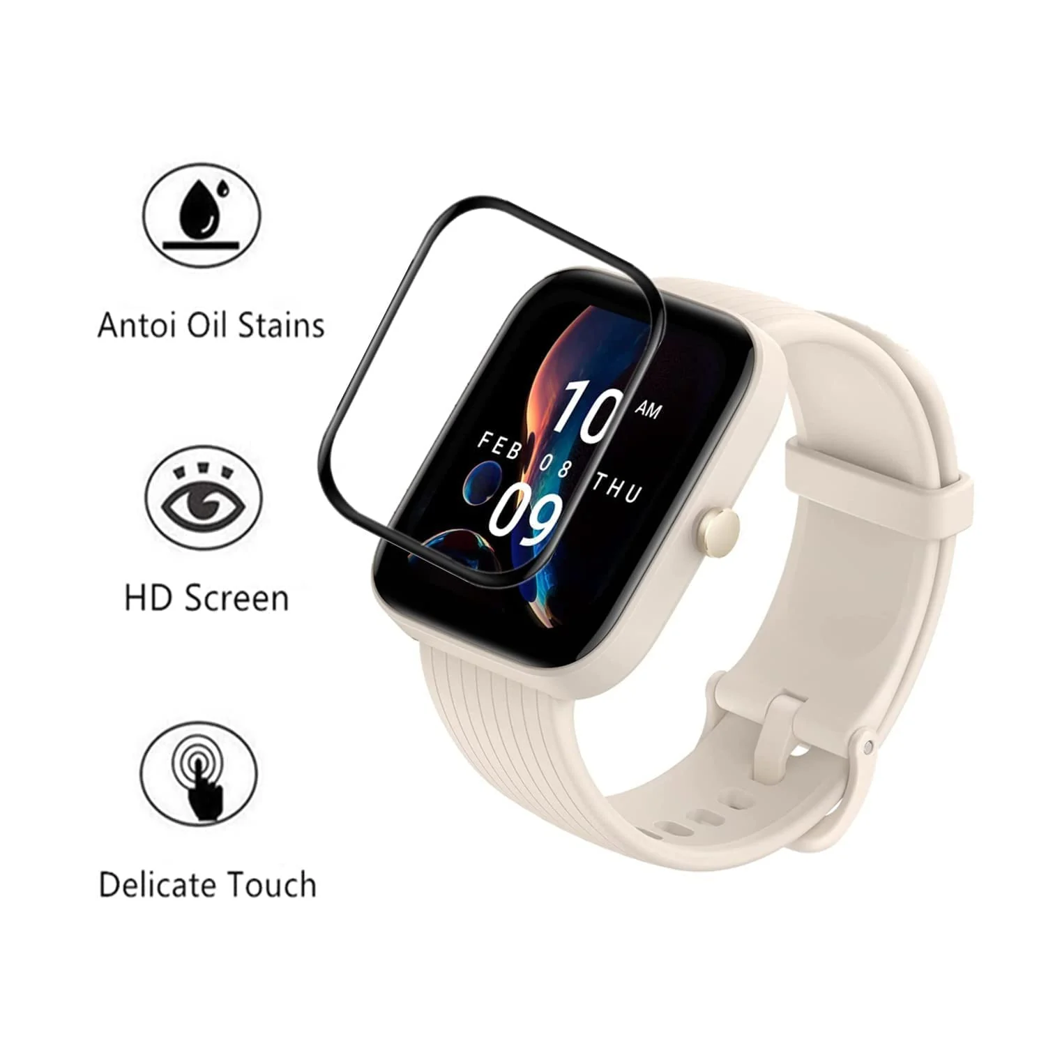 DL3 Mobilak Screen Protector For Amazfit Bip 3 / Amazfit Bip 3 Pro, 3D Curved Soft Edge Protective Film [Anti-Scratch] [Bubble Free] [Ultra Shatterproof] [High Sensitive] (Not Glass) - Black
