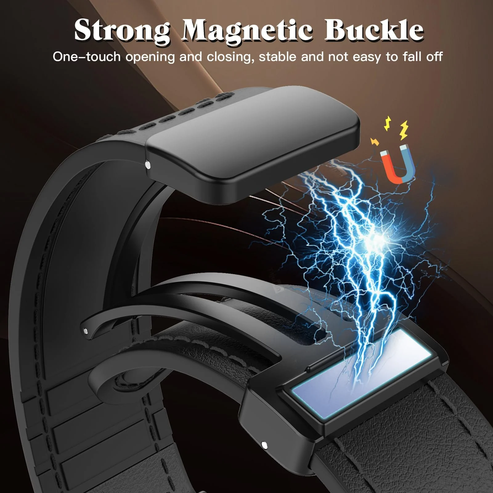 DL3 Mobilak Leather Bands Compatible with Apple Watch Band 49mm 45mm 44mm 42mm, Leather Magnetic Buckle Design Strap For iWatch Ultra Ultra 2 SE Series 9 8 7 6 5 4 3 2 1 Wristband For Men Women - Black