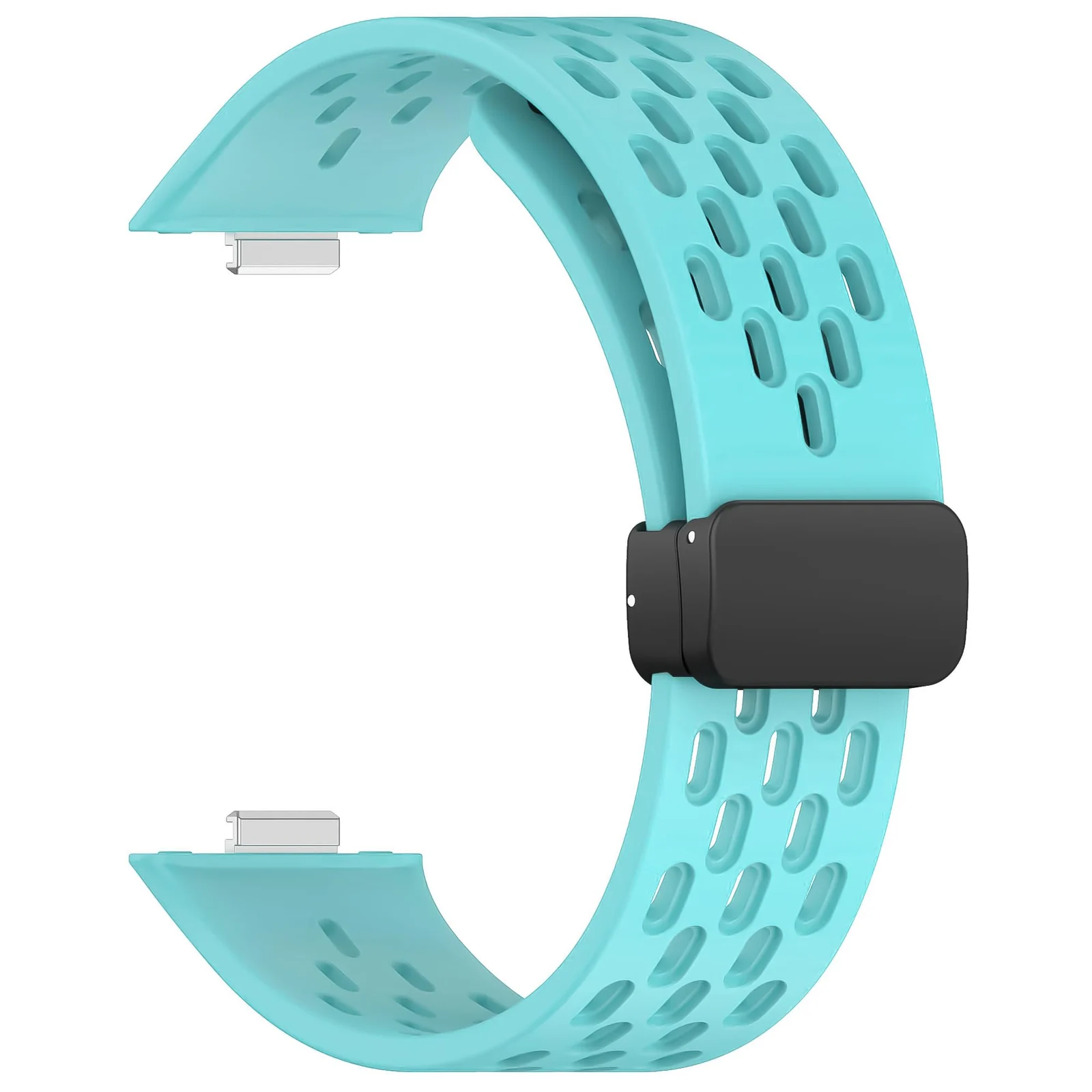 DL3 Mobilak Silicone Strap Compatible with Huawei Watch Fit 3 Magnetic Metal Buckle Sport Silicone Breathable Strap for Huawei Watch Fit 3 Band Quick Release Soft Replacment Wristband - Teal Green