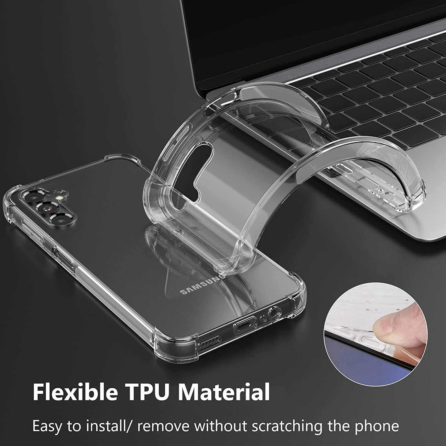 DL3 Mobilak Case Compatible with Samsung Galaxy A24 4G, Cover Silicone TPU Gorilla Anti-shock Shockproof Corners - Clear