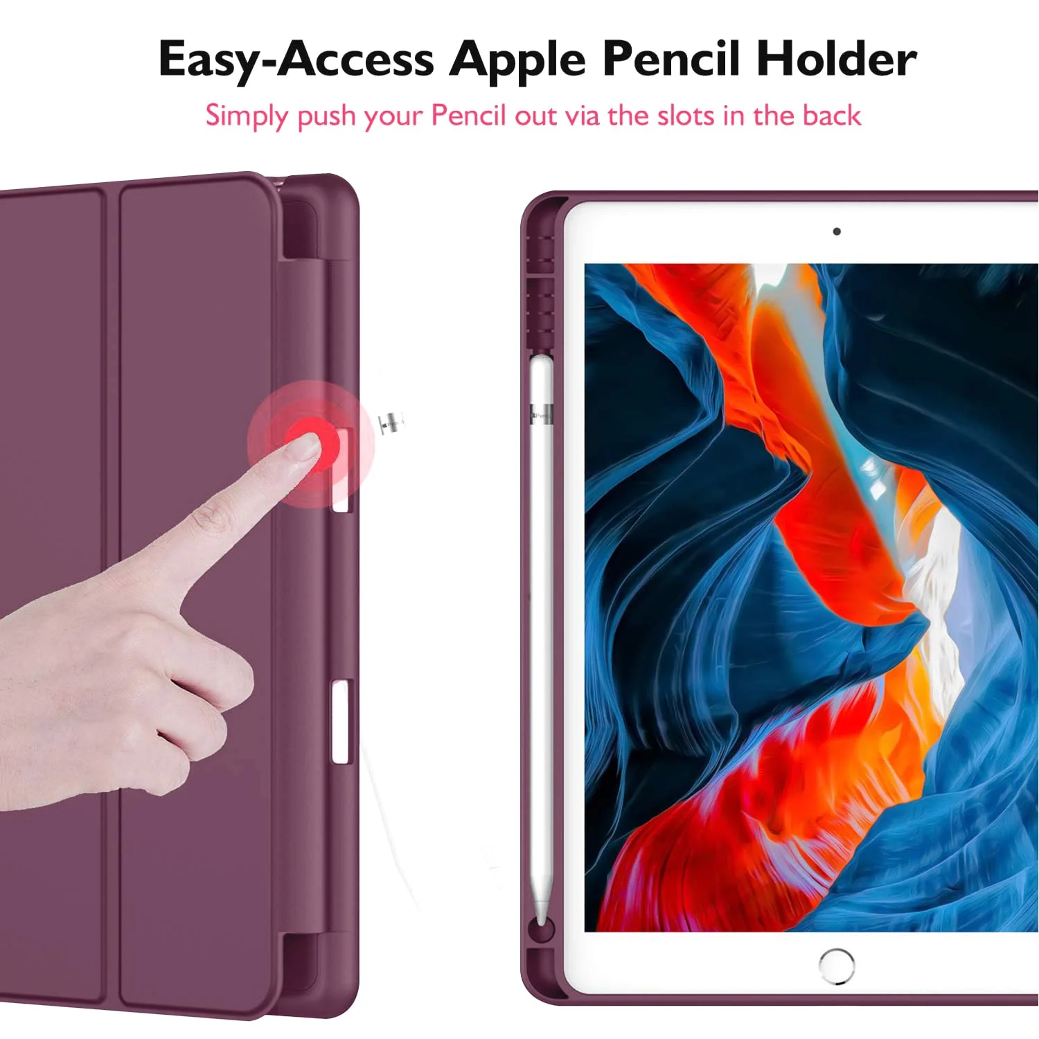 DL3 Mobilak Smart Case for Samsung Galaxy Tab A8 10.5 Inch 2021(-X200/-X205/-X207) with Pencil Holder, Soft TPU Smart Stand Back Cover Auto Wake/Sleep Feature - Wine Red
