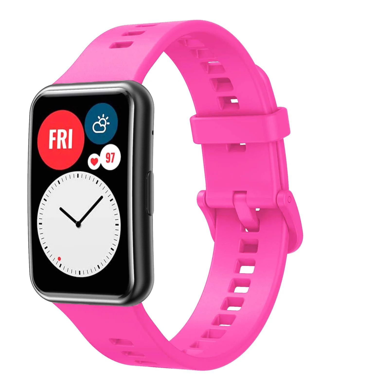 DL3 Mobilak Silicone Strap for Huawei Watch Fit, Soft Band Ultra-Light Waterproof Durable Adjustable Replacement Wristband - Hot Pink