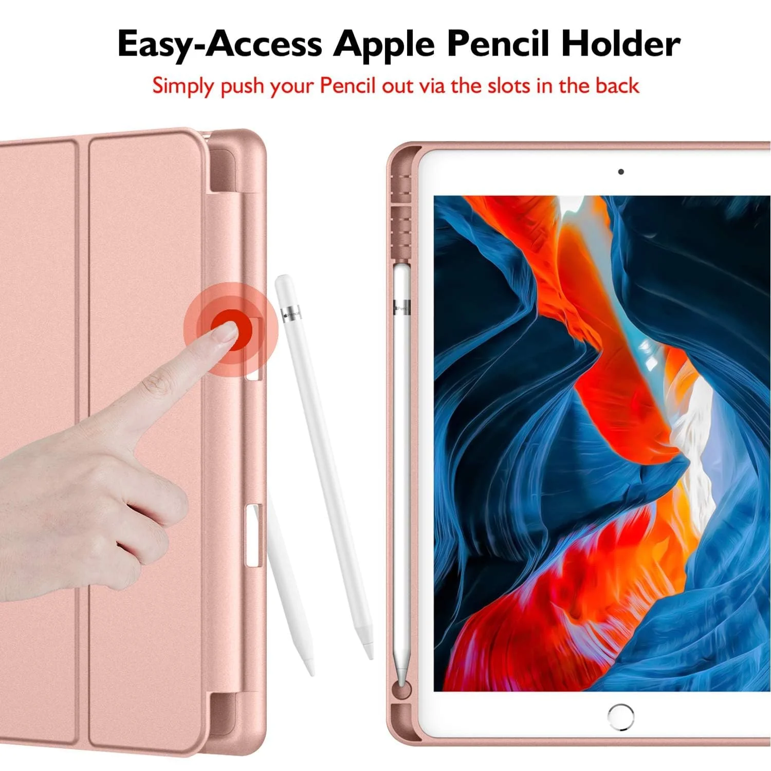 DL3 Mobilak Case For iPad 9.7-inch, (2018/2017), iPad Pro 9.7 Inch 2016, iPad Air 2nd/1st Smart Cover with Pencil Holder and Soft Silicone Back and Full Body Protection, Auto Wake/Sleep - Rose Gold