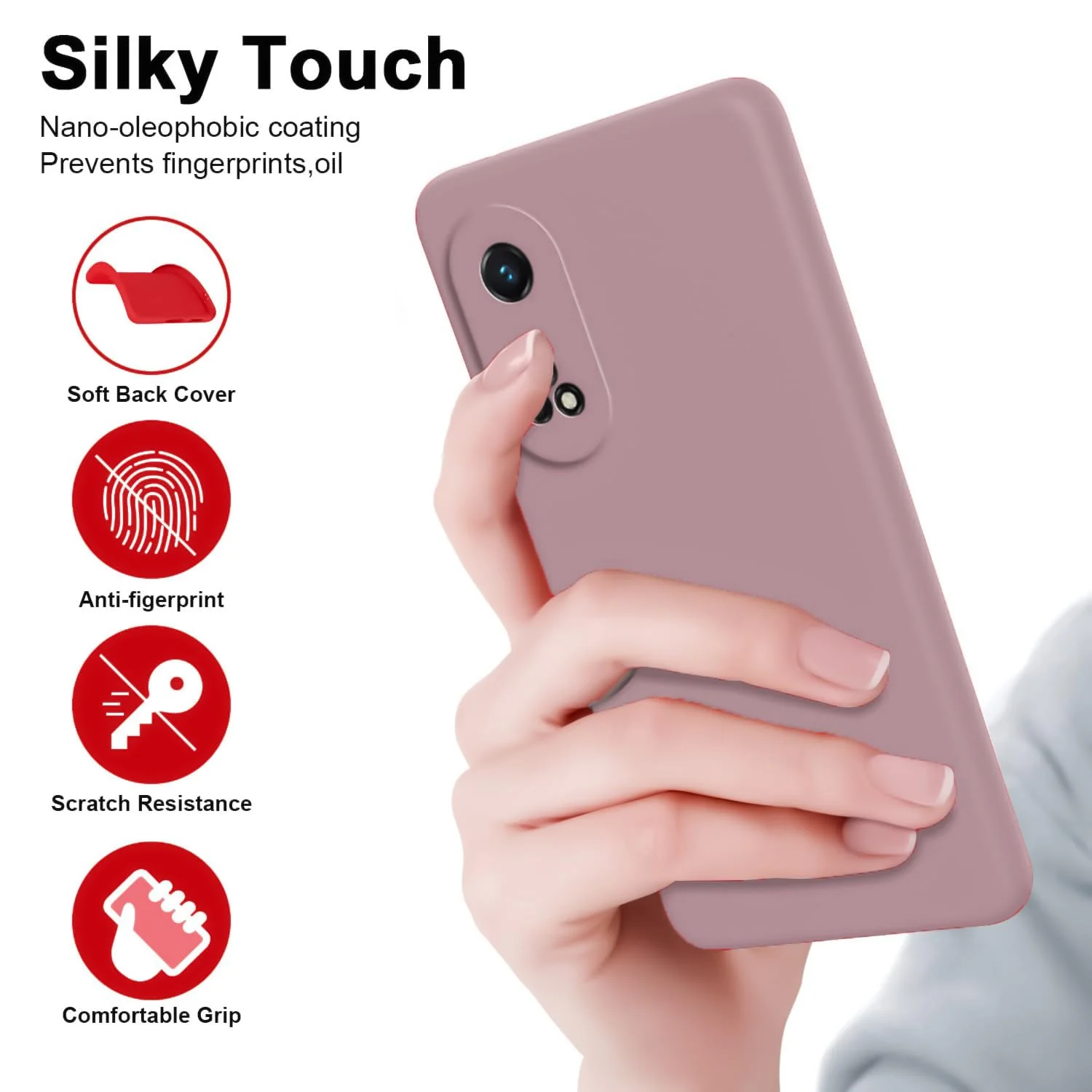 DL3 Mobilak Silicone Protective Case for OPPO Reno 8T 4G (Not 5G), Shock-absorbing protection, Scratch-resistant surface, Soft microfiber lining - Cashmere