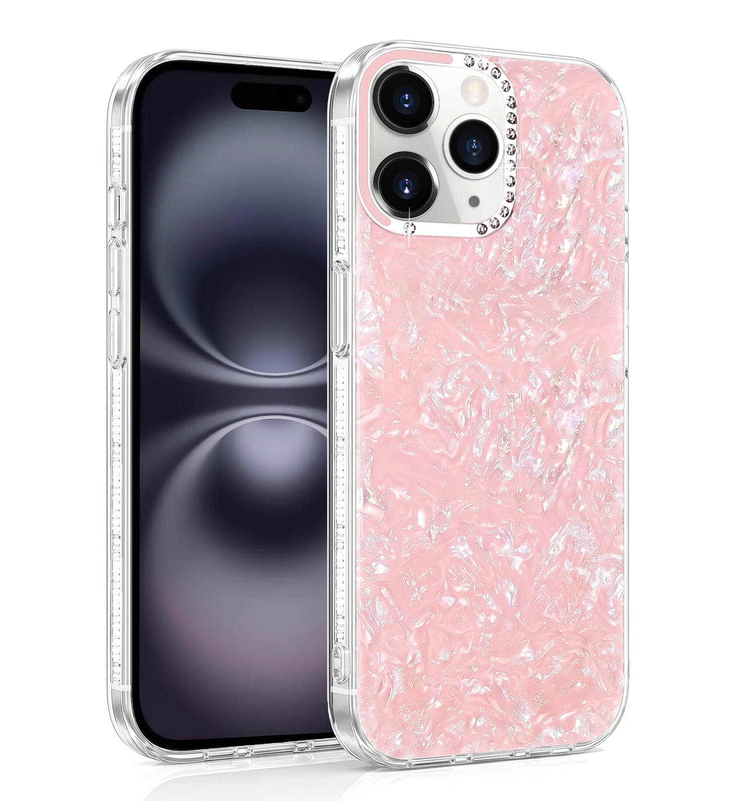 DL3 Mobilak Glitter Rhinestone Protective Case for iPhone 13 Pro with Shockproof Design - Pink