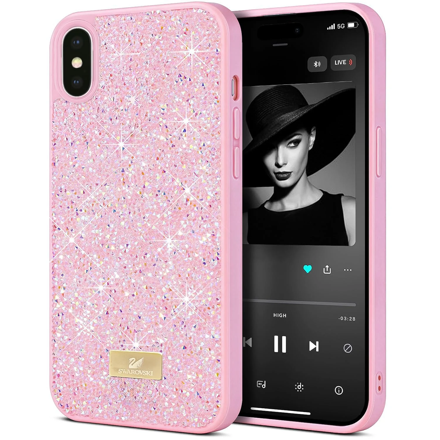 Case For iPhone XS Max Case Glitter, Sparkle Diamond Crystal Bling Case with Bling, Ultra Thin Lightweight Full Body Shockproof Anti-Scratch Protective Cover - Black