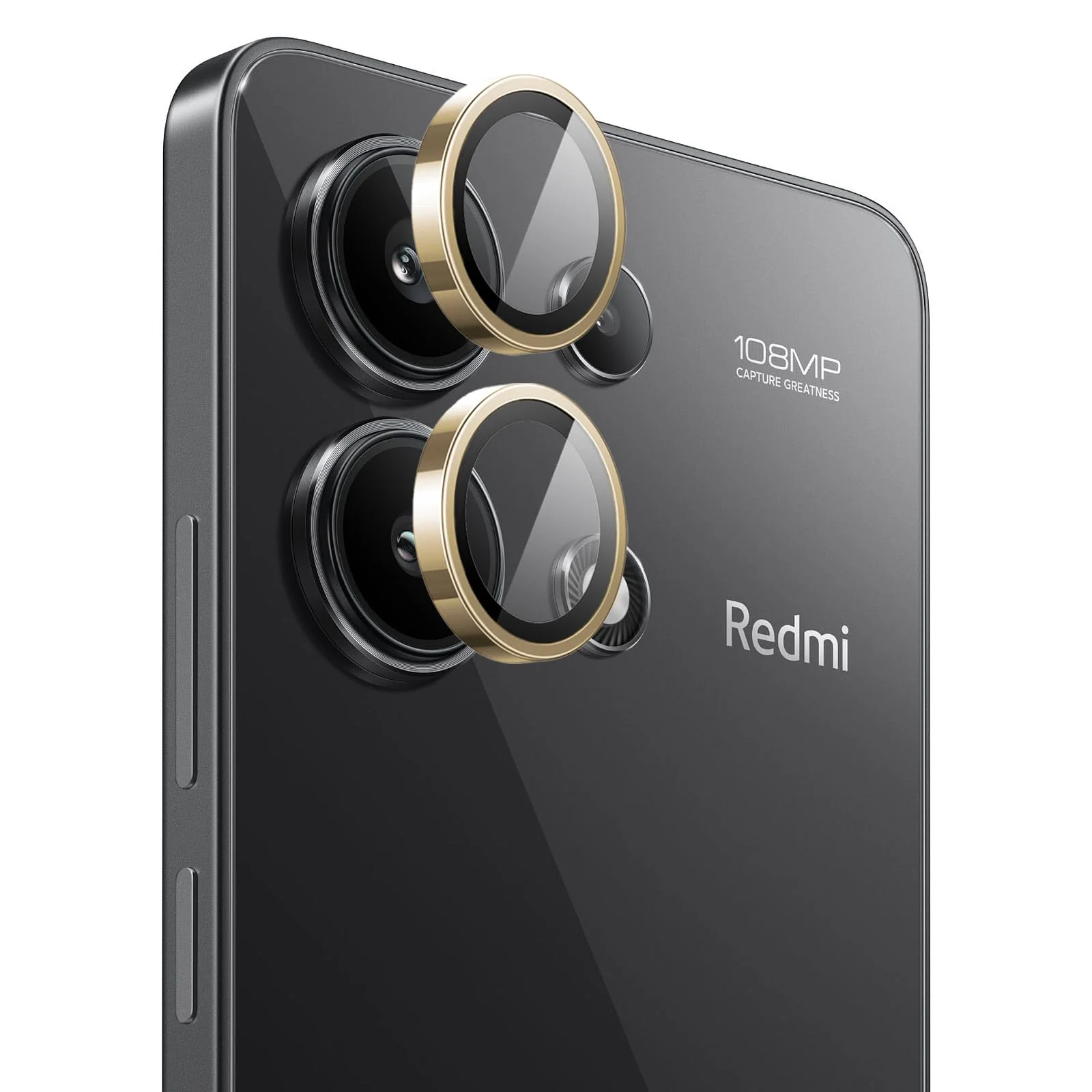 DL3 Mobilak Camera Lens Protector for Xiaomi Redmi Note 13 4G (NOT 5G) Accessories, 9H Tempered Glass Metal Individual Ring Camera Cover Screen Protector, Case Friendly, Anti Scratch - Gold