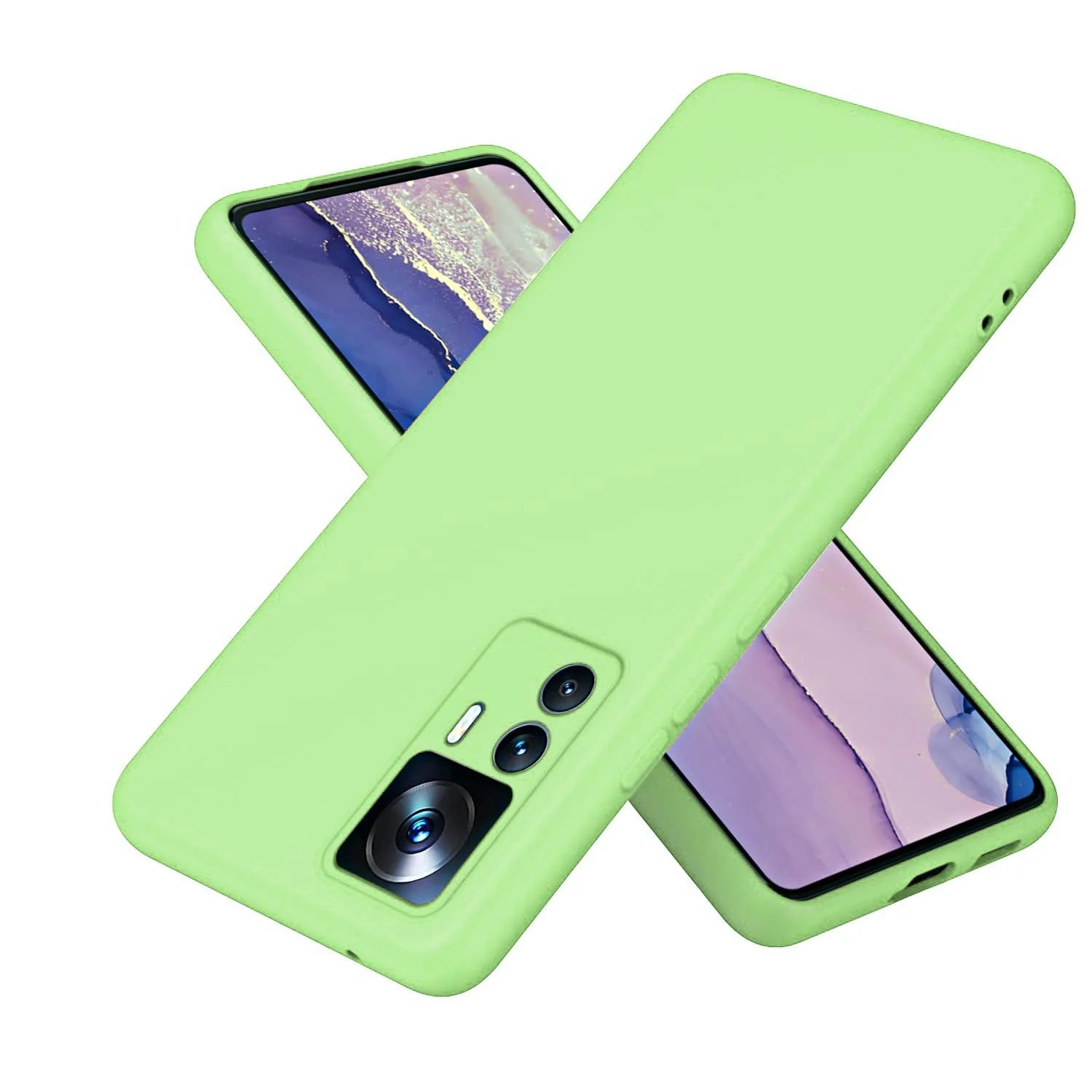 Dl3 Mobilak Xiaomi 12T/12T Pro/Redmi K50 Ultra Case, Soft Flexible Liquid Silicone Gel Rubber Bumper Cover, Full Body Shockproof Protective Phone Case (Mint Green)