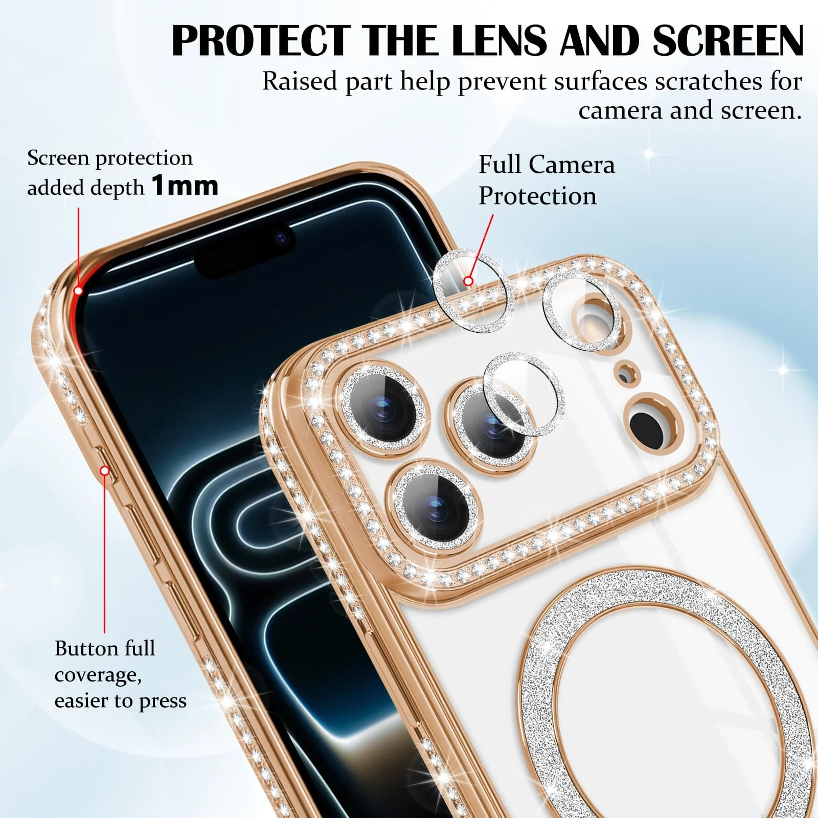DL3 Mobilak MagSafe-Compatible Magnetic Case for iPhone 17 Pro with Camera Protection and Magnetic Car-Mount Support - Gold