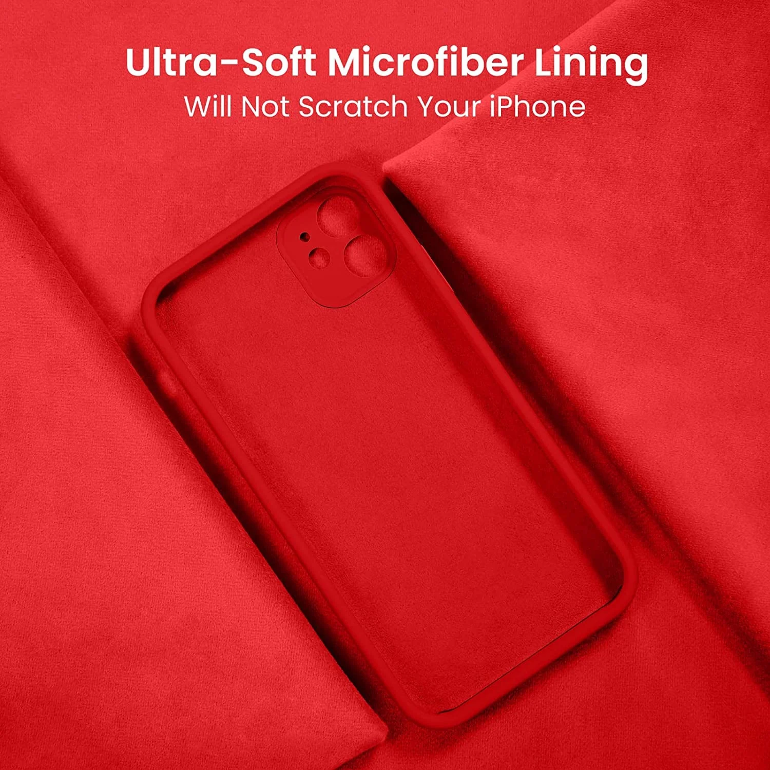 DL3 Mobilak Liquid Silicone Case for iPhone 11 (6.1 Inch), Shock-absorbing protection, Scratch-resistant surface, Soft microfiber lining - Red