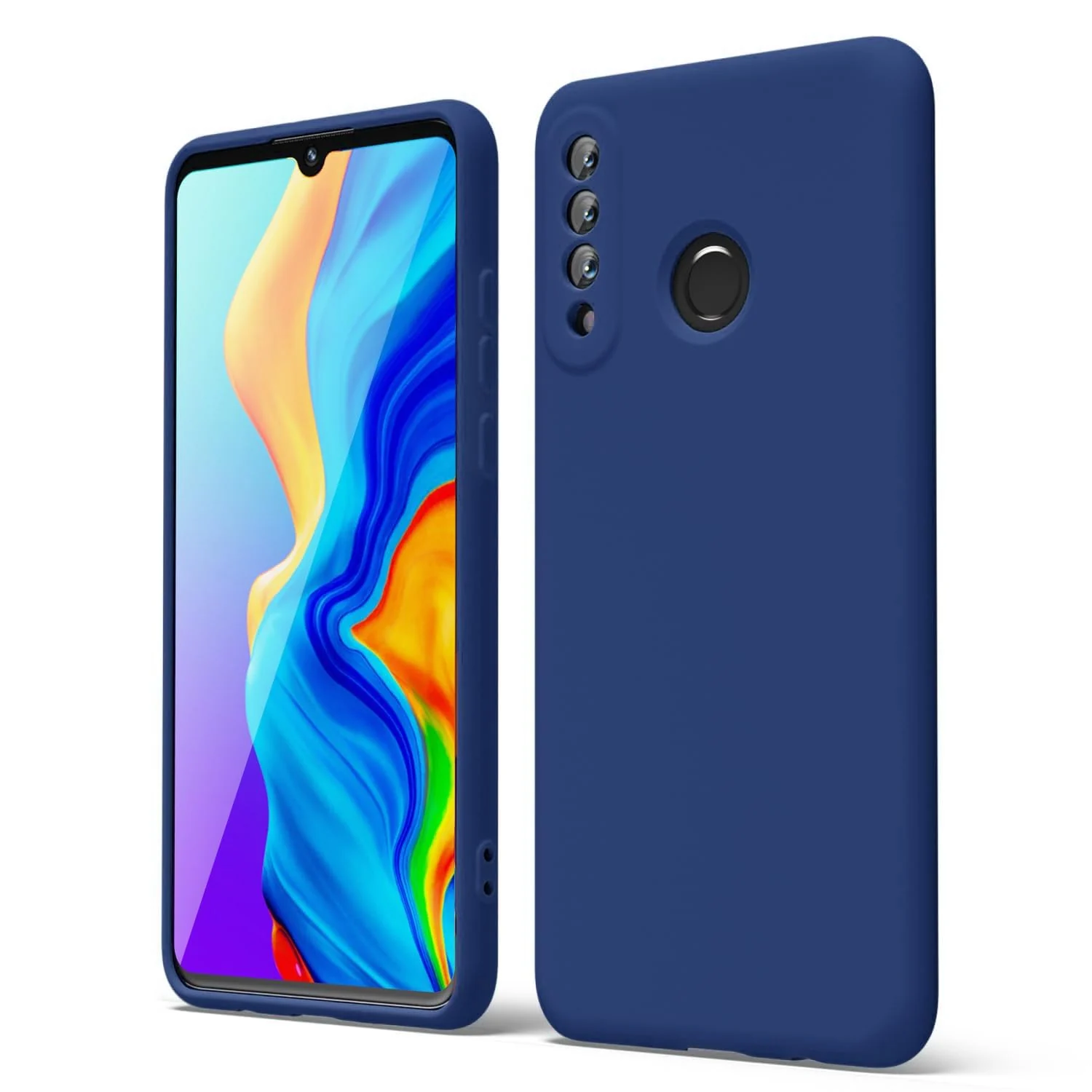 DL3 Mobilak Silicone Protective Case for Huawei P30 Lite / Nova 4E, Shock-absorbing protection, Scratch-resistant surface, Soft microfiber lining - Blue 1