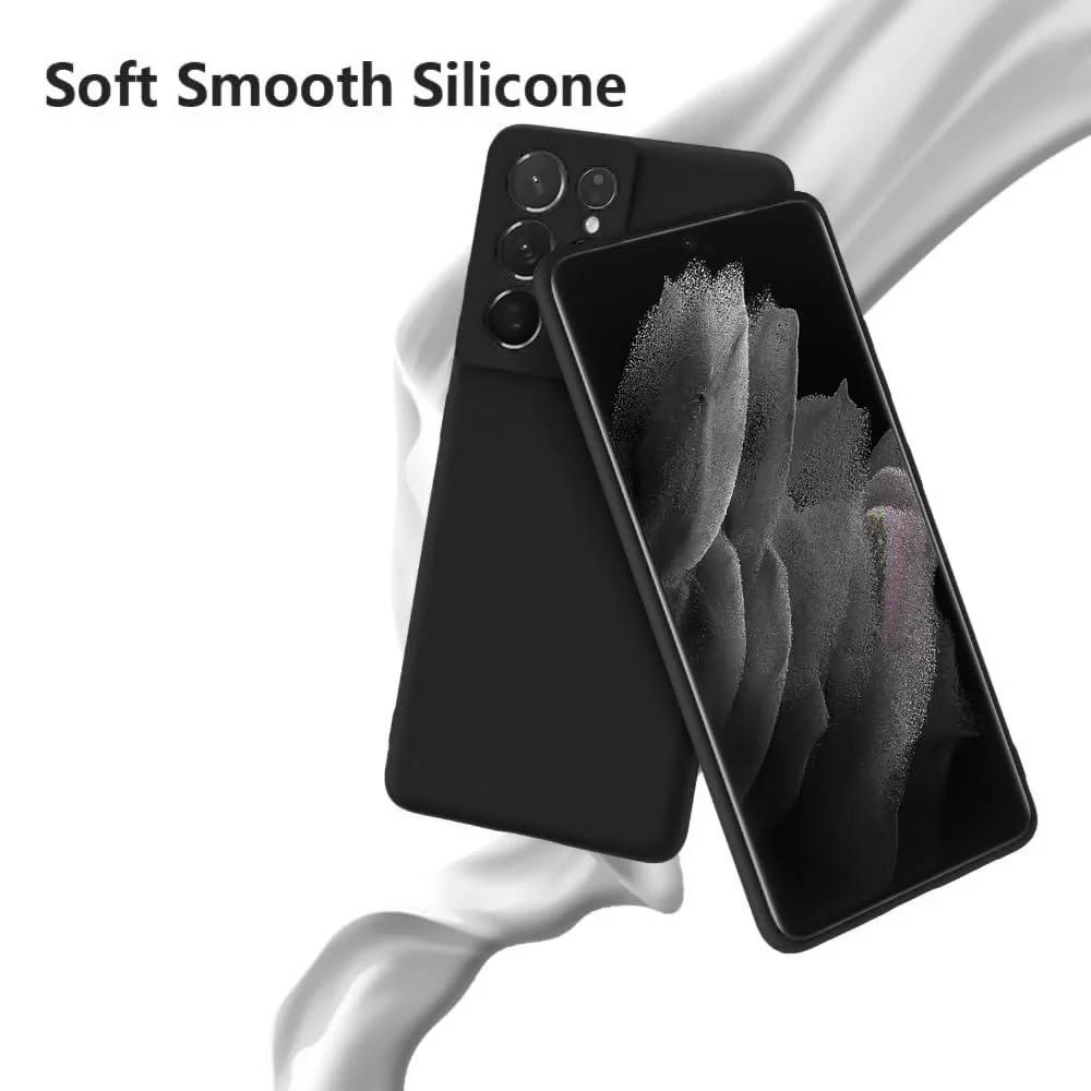 DL3 Mobilak Soft Silicone Protective Case for Samsung Galaxy S21 Ultra 5G with Microfiber Lining and Shockproof Design - Black