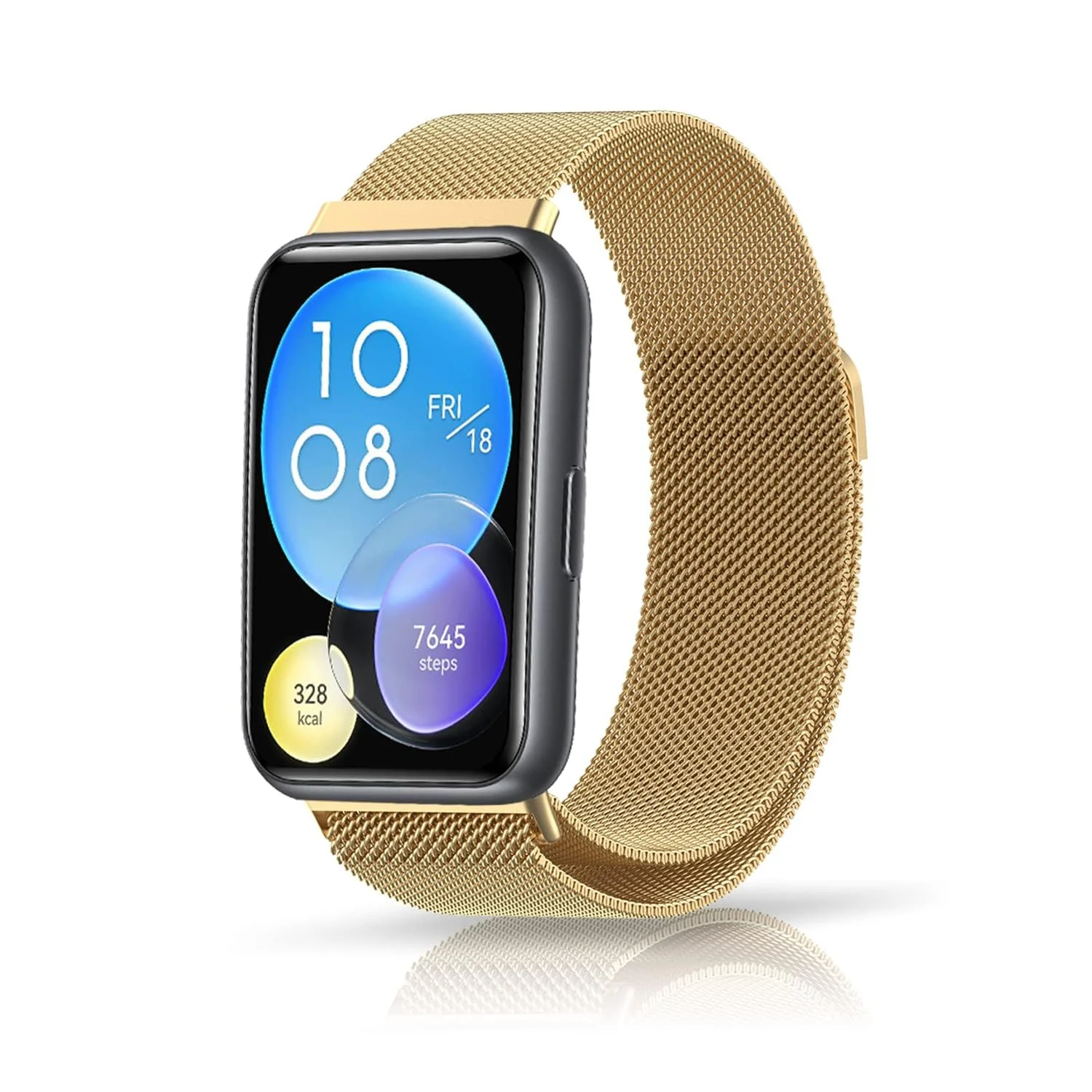 DL3 Mobilak Bracelet Compatible with Huawei Watch Fit 2, Stainless Steel Replacement Strap, Mesh Metal Watch Strap, Magnetic Adjustable Replacement Strap Compatible with Huawei Watch Fit2 - Gold