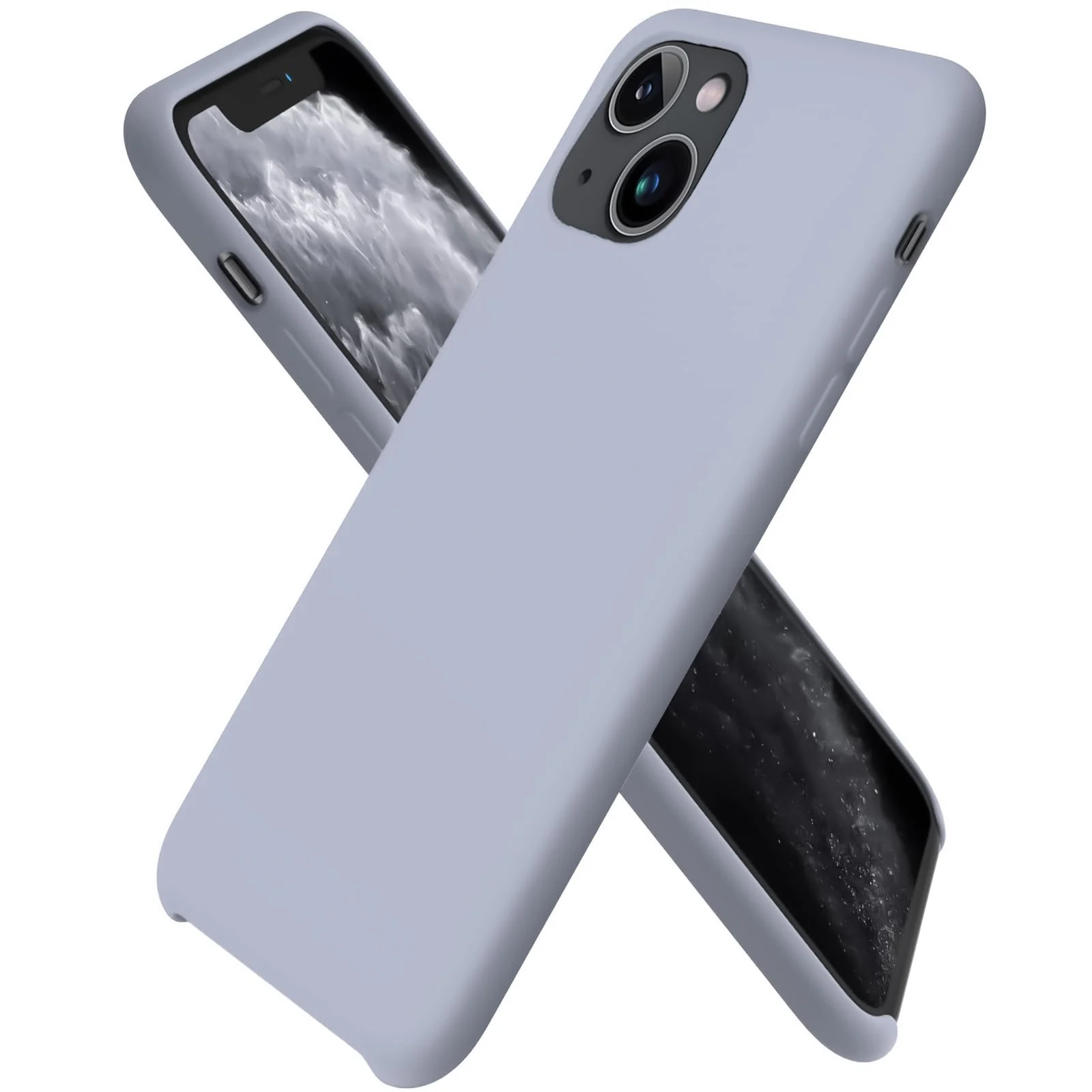 DL3 Mobilak Liquid Silicone Protective Case for iPhone 14 (6.1 Inch) with Camera Protection and Microfiber Lining - Baby Gray