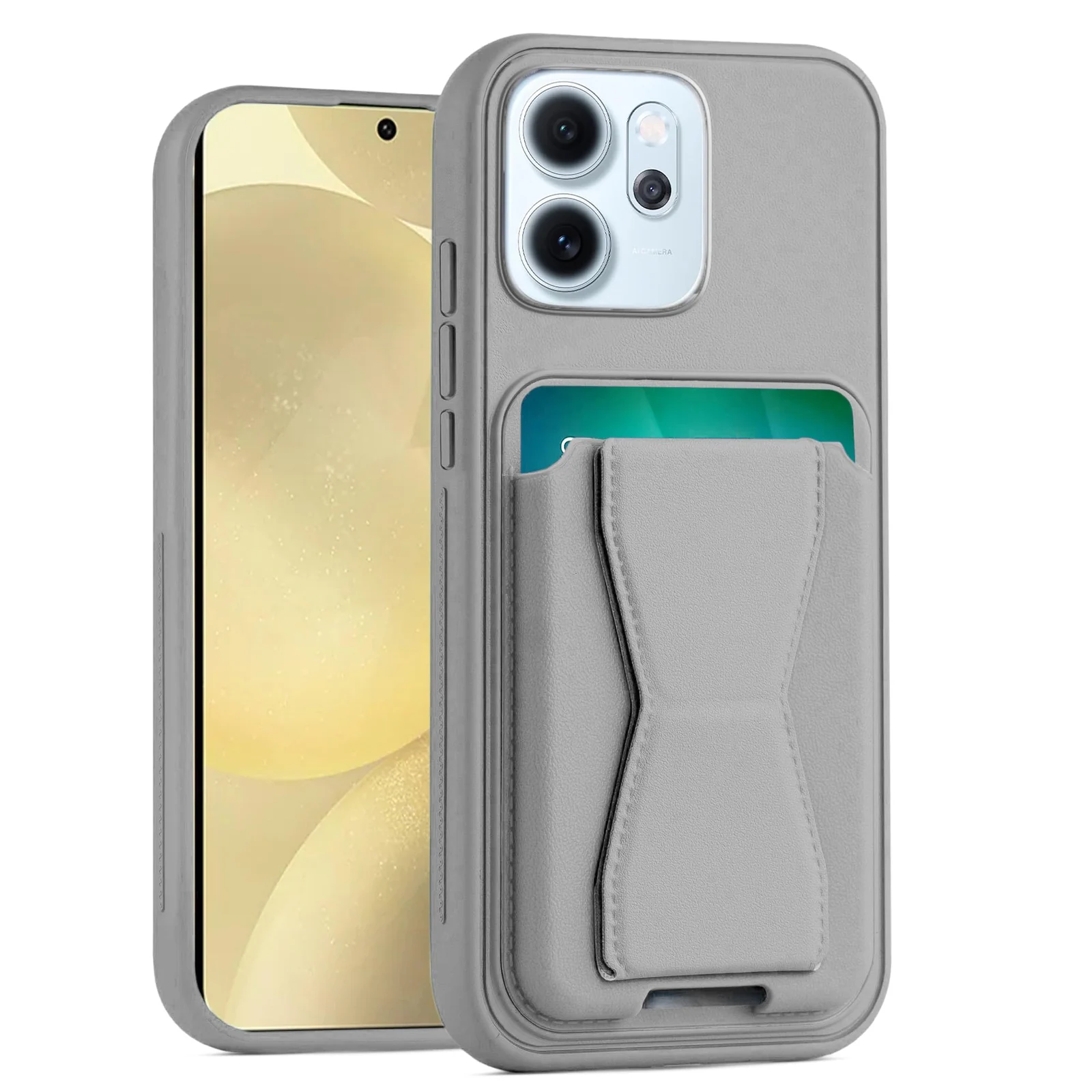Dl3 Mobilak Leather Wallet Case Compatible with OPPO Reno 14F / OPPO Reno14 FS, Leather Back Cover With TPU Frame, Shockproof Protective Phone Case with Card Holder Stand (Brown)