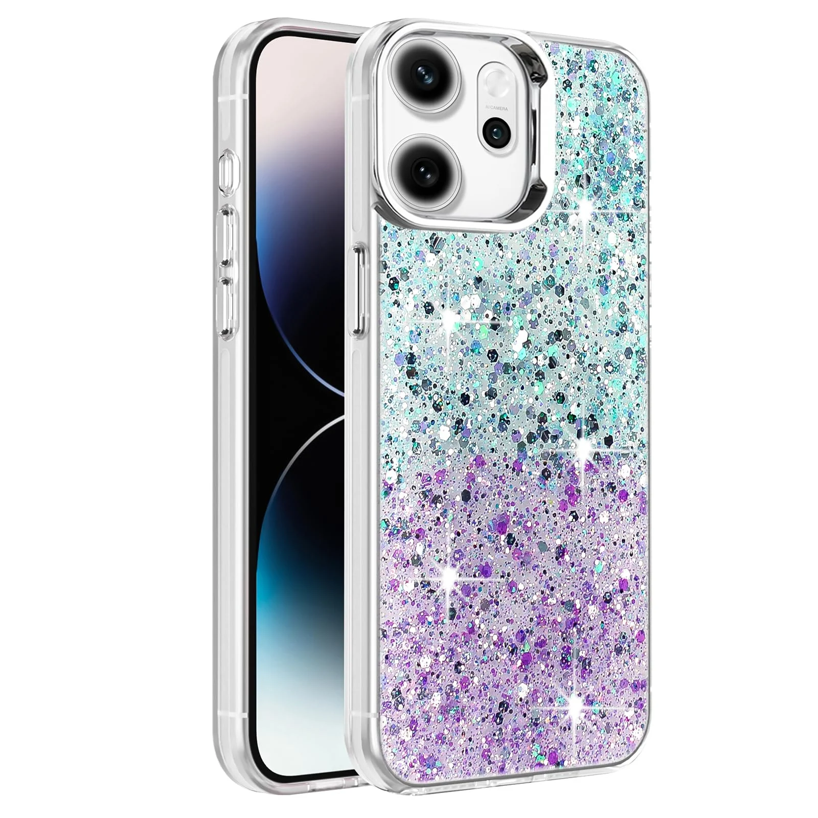 OPPO Reno 14F / OPPO Reno14 FS — DL3 Mobilak Glitter Protective Case for OPPO Reno 14F / OPPO Reno14 FS, Supports wireless charging, Camera protection, Shock-absorbing protection