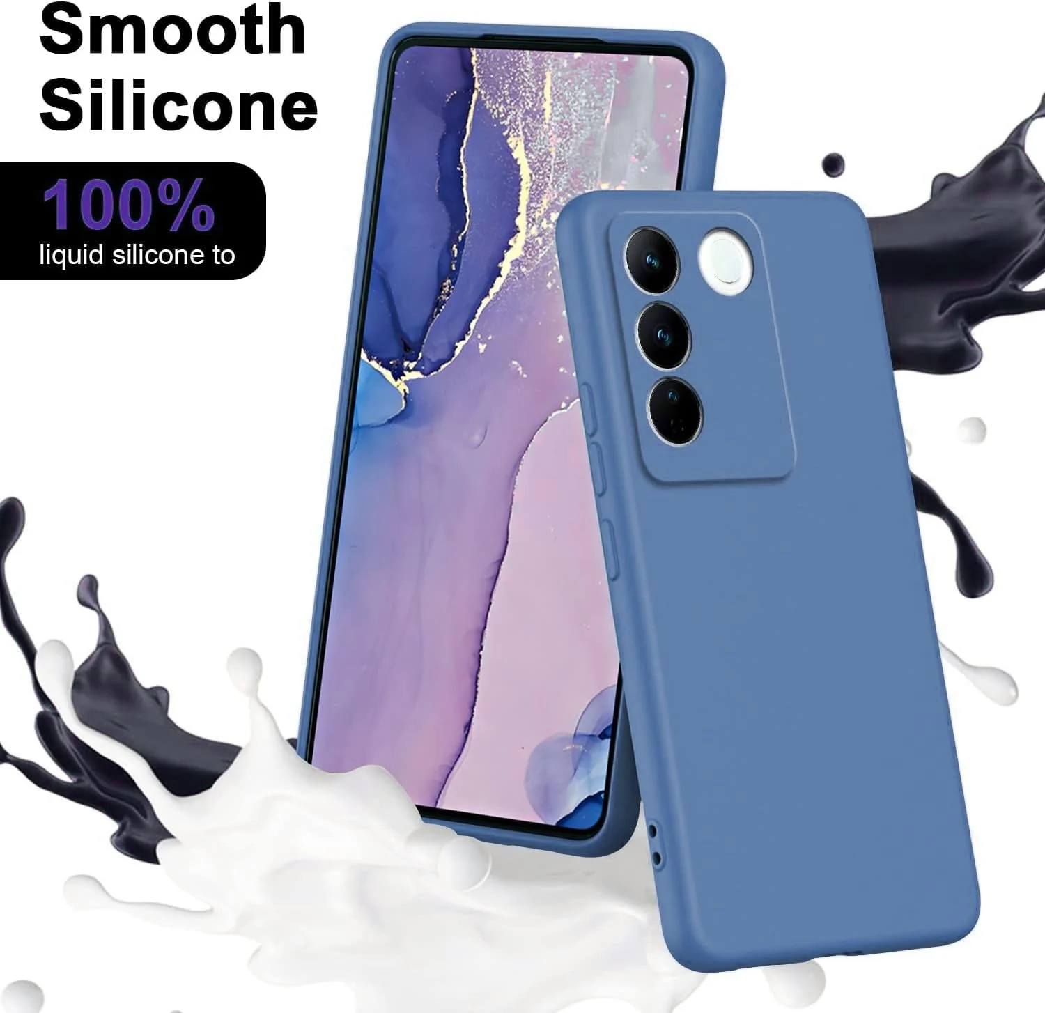 DL3 Mobilak Liquid Silicone Protective Case for vivo V27e / vivo S16e with Microfiber Lining and Shockproof Design - Lavender