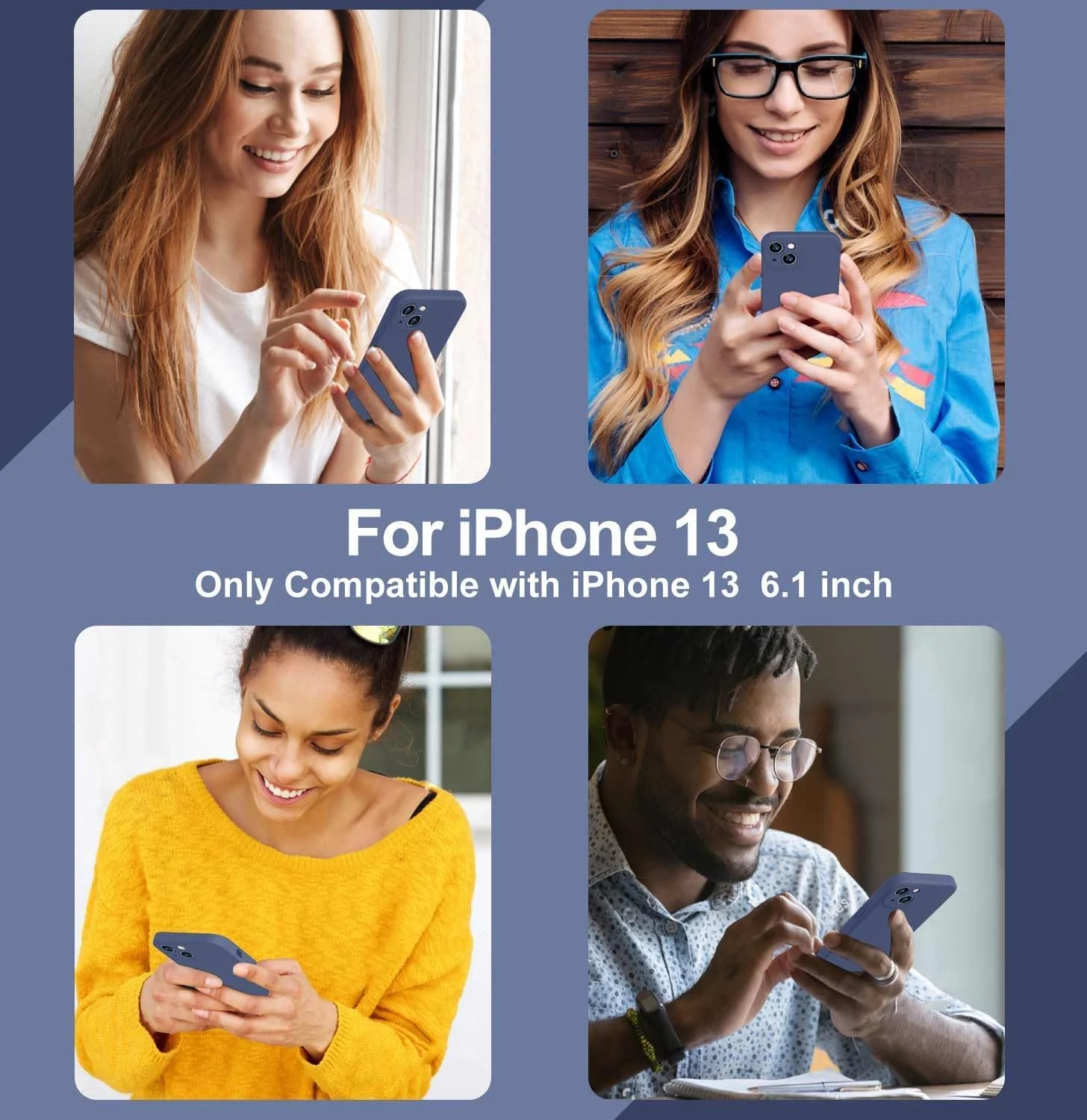 DL3 Mobilak Liquid Silicone Protective Case for iPhone 13 (6.1 Inch) with Camera Protection and Microfiber Lining - Blue