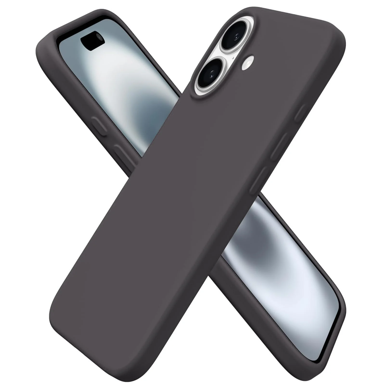 DL3 Mobilak Liquid Silicone Protective Case with Soft Microfiber Lining for iPhone 16 - Dark Brown