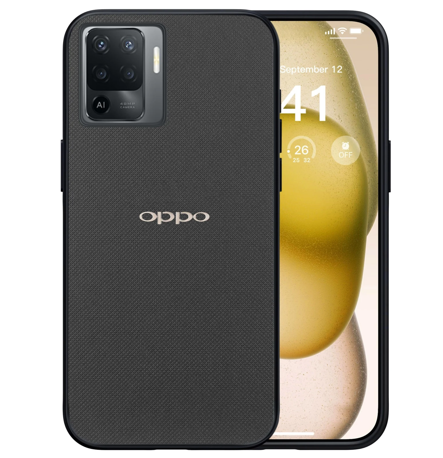 Dl3 Mobilak Compatible with Oppo A94 4G / F19 Pro 4G / Reno 5F Case Dual Layer Heavy Duty Cell Phone Protective Cover Shockproof Rugged with Non-Slip Textured - Black