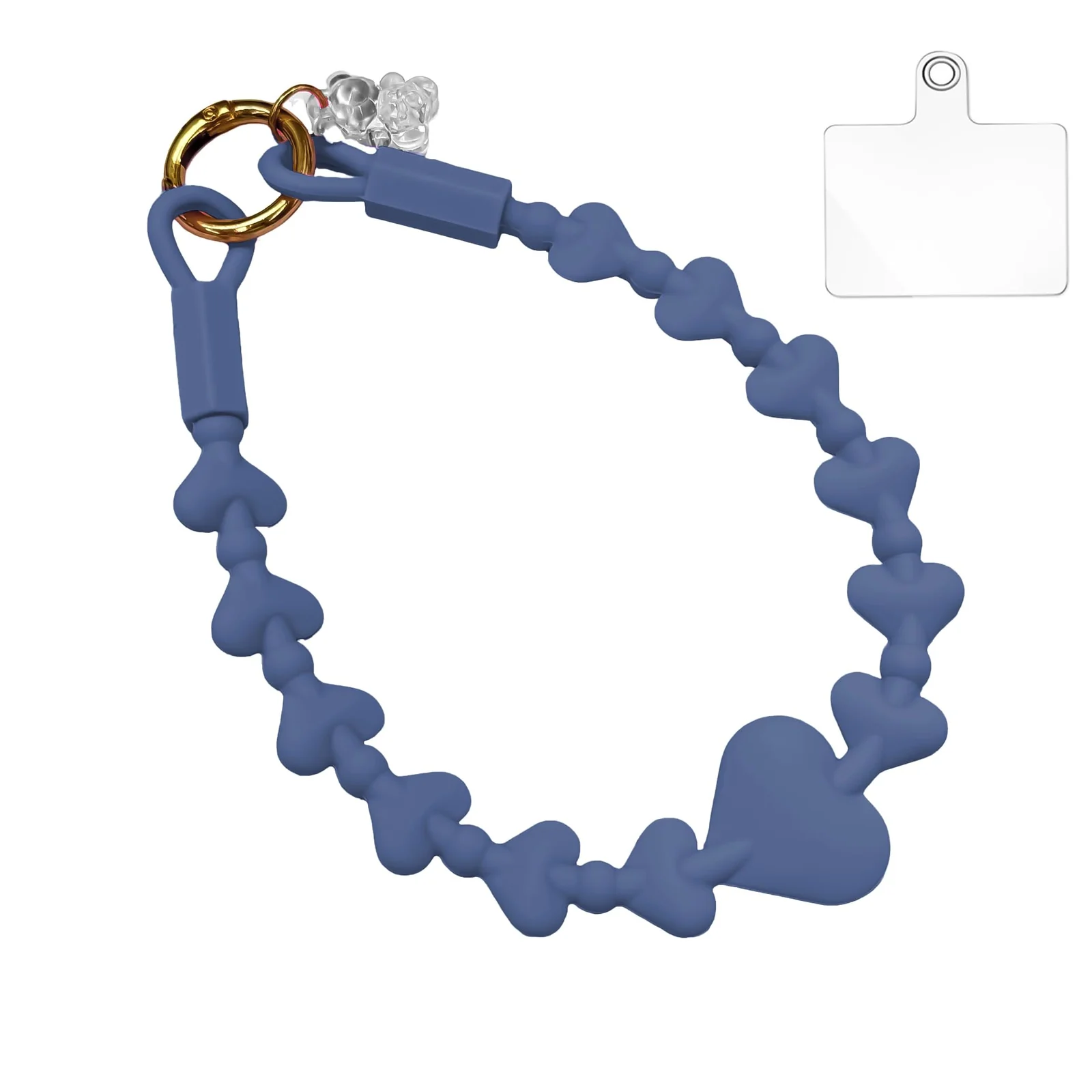DL3 Mobilak Silicone Crystal Lanyard, 30cm Phone Wrist Strap Lanyard Keychain Office Wrist Strap with Clasp and Bear for Women Phone ID Card, Keys Strap - A-Royal Blue