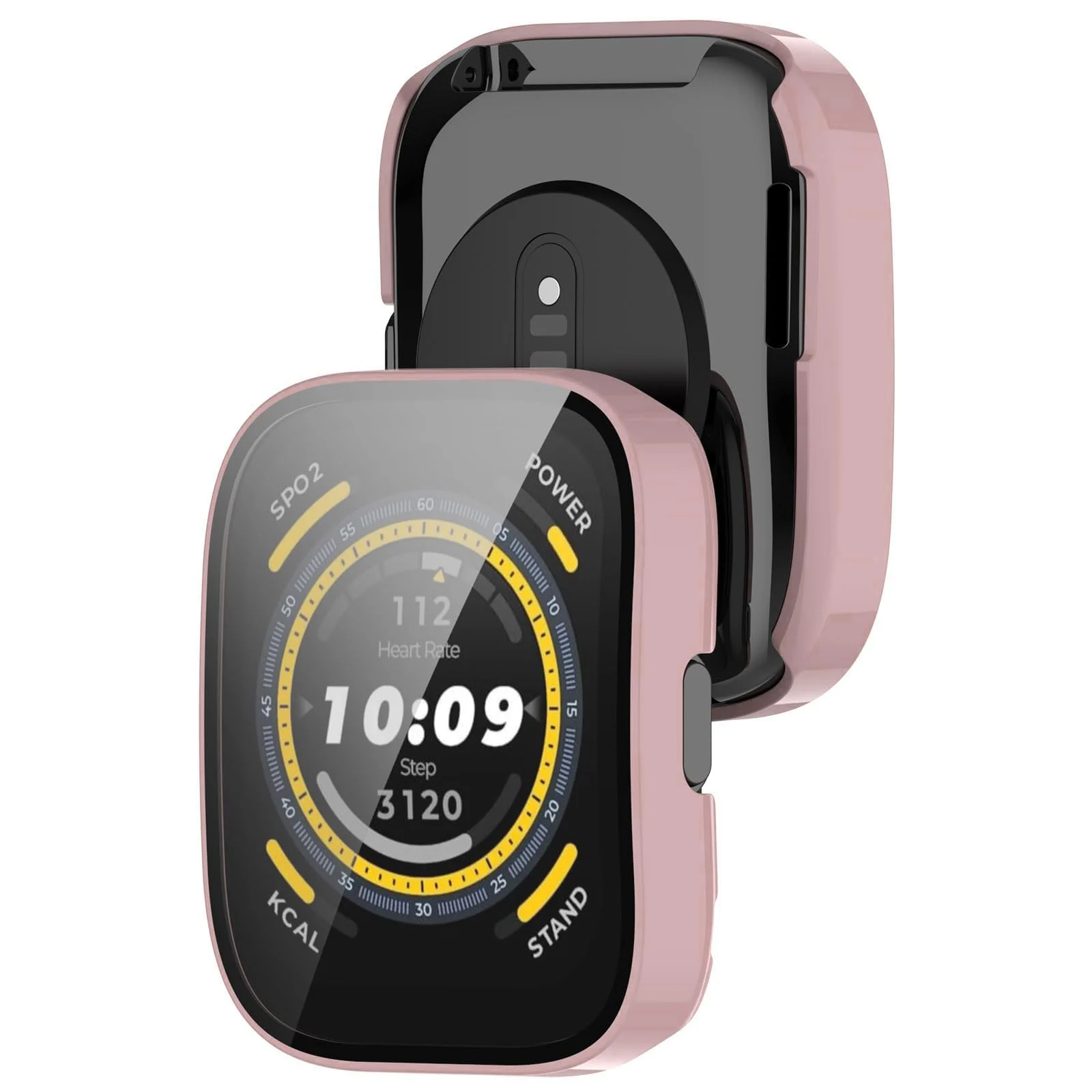 DL3 Mobilak Case with Screen Protector for Amazfit Bip 5, Bumper Full Coverage Hard PC Overall Protective Cover, Built-in Tempered Glass Film High Sensitivity For Amazfit Bip 5 (A2215) - Pink