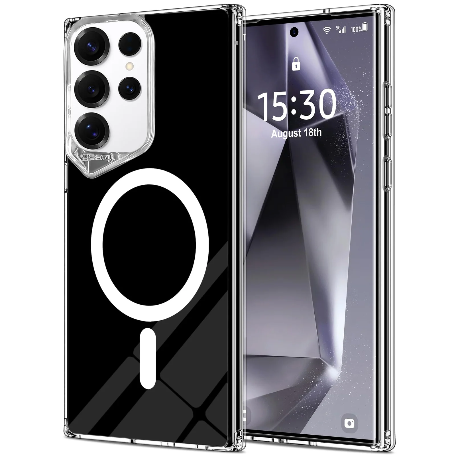 Dl3 Mobilak Magnetic Case for Samsung Galaxy S24 Ultra, Glossy Colored Back Cover [Compatible with Magsafe] Clear Bumper, Slim Anti-Scratch Durable Protective Phone Case (Black)