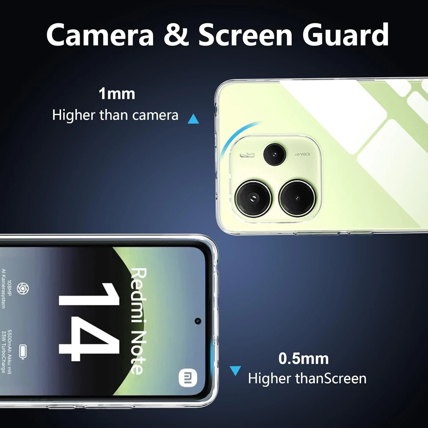 DL3 Mobilak Protective Case Compatible with Xiaomi Redmi Note 14 4G (Not 5G) Cover, Mobile Phone Case Thin Soft Silicone Anti-Yellow Protective Case - Clear
