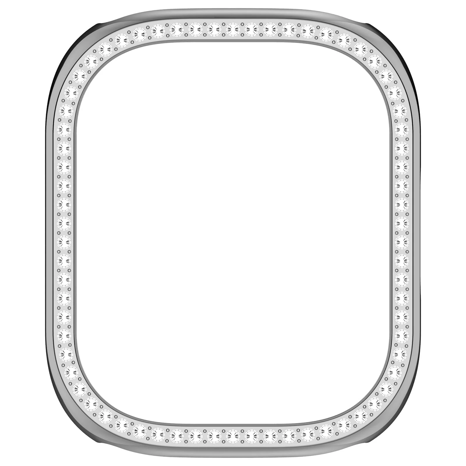 DL3 Mobilak Bling Case for Xiaomi Redmi Watch 5 Active, Slim Hard PC Frame Cover with Crystal Diamond Bumper Design (Without Screen Protector), Protective Case for Women and Girls - Silver