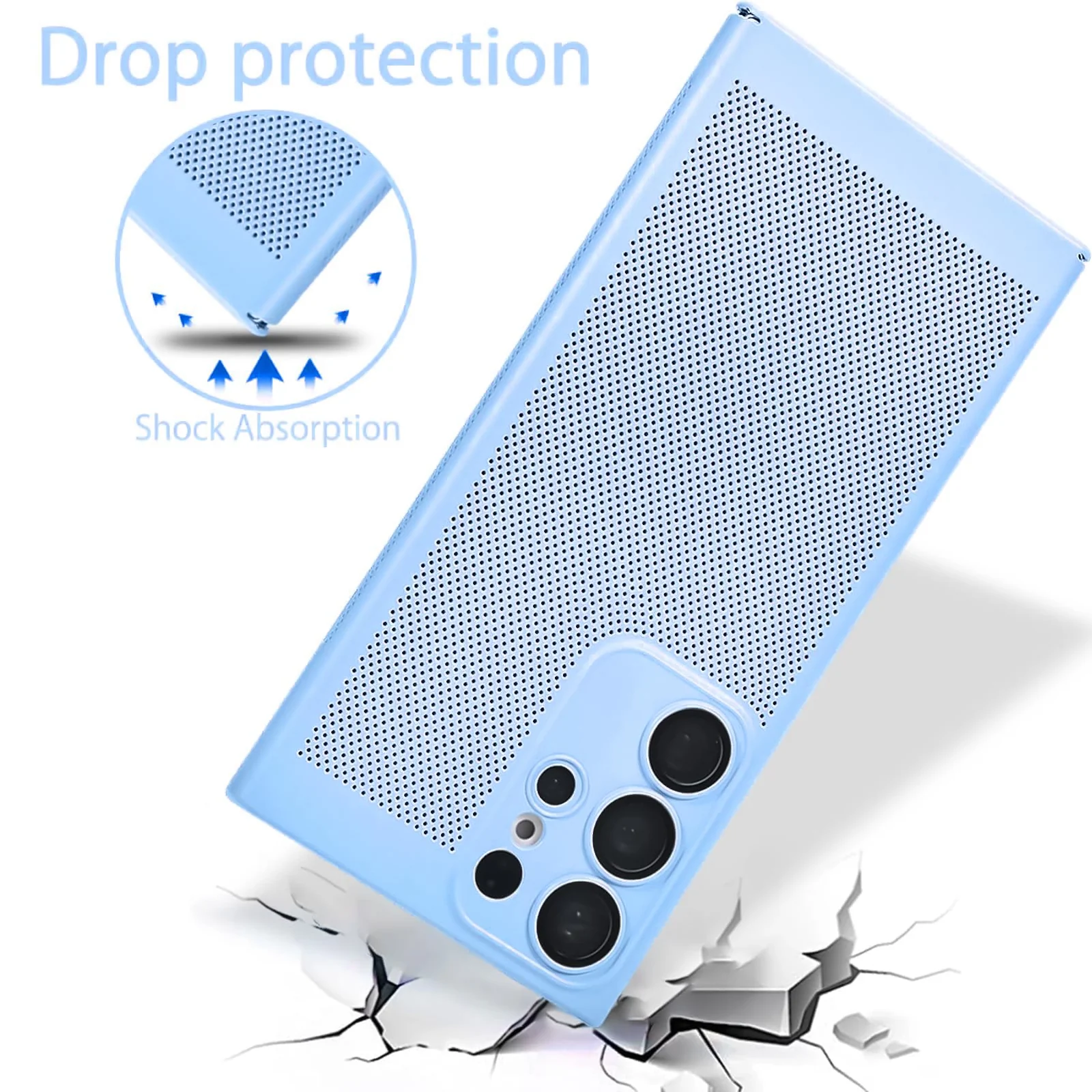DL3 Mobilak PC Protective Case for Samsung Galaxy A15 5G / 4G, Supports wireless charging, Camera protection, Shock-absorbing protection - Baby Blue
