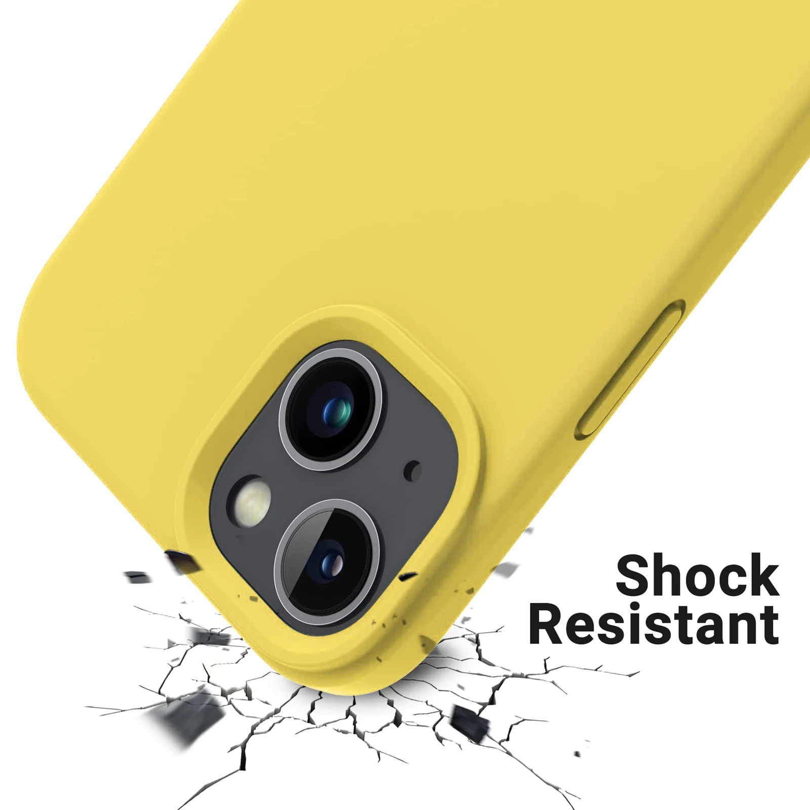 DL3 Mobilak Liquid Silicone Protective Case for iPhone 15 with Camera Protection and Microfiber Lining - Light Yellow
