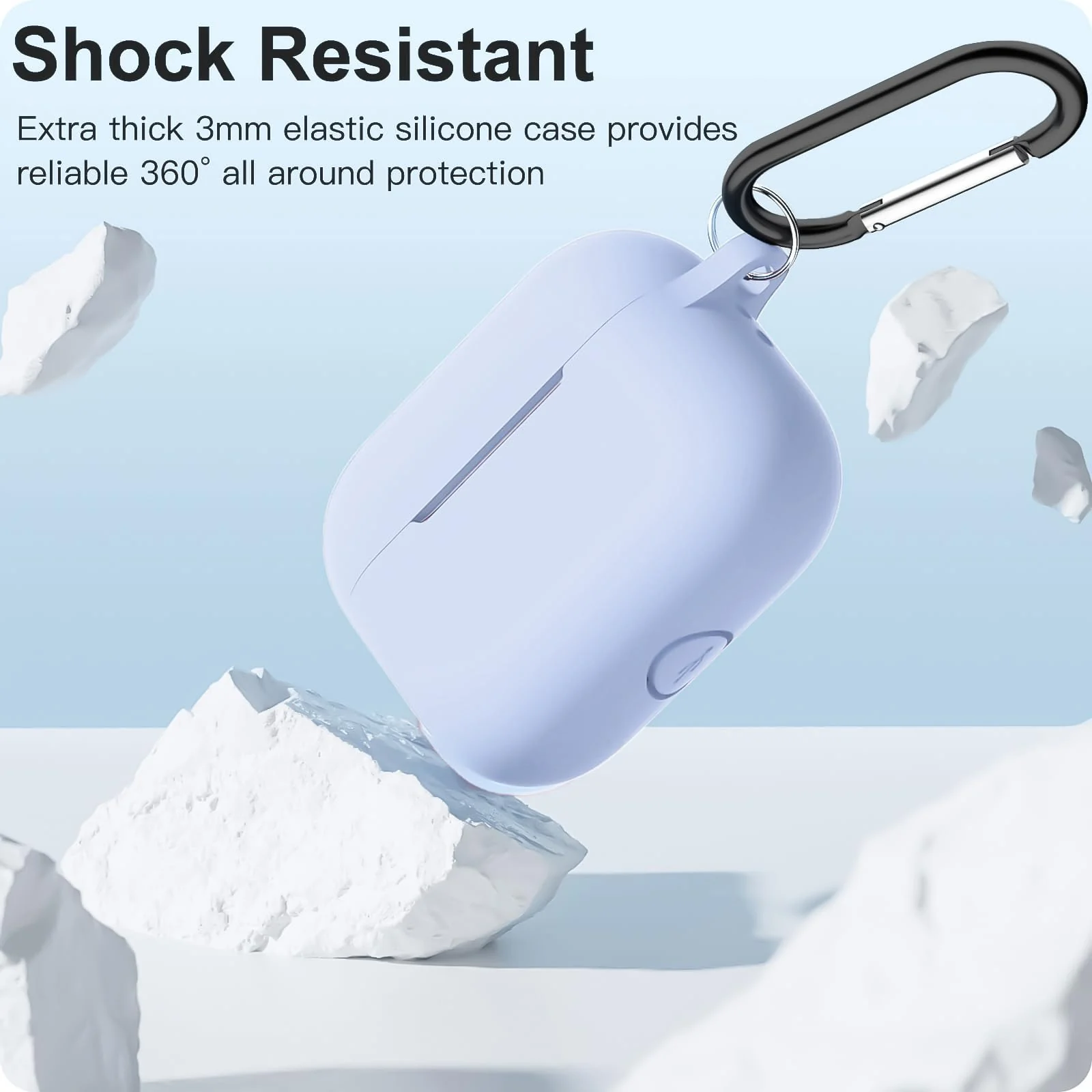 DL3 Mobilak Case Compatible with AirPods Pro, Silicone Protective Charging Case Skin with Keychain Compatible with AirPods Pro Case for Women Men, Wireless Charging, Front LED Visible - Sky Blue