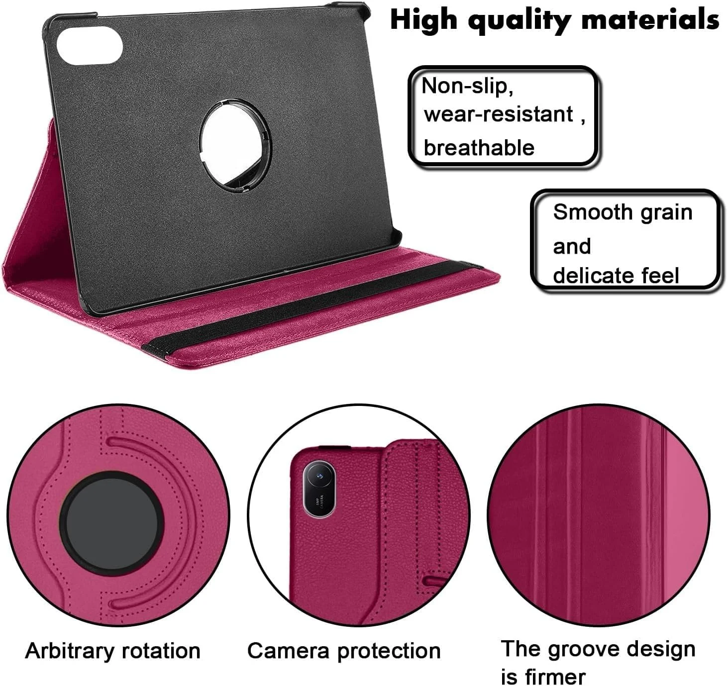 DL3 Mobilak Protective Cover for Huawei MatePad SE 11 inch 2024, 360° Rotatable Smart Stand, Leather Folio Flip Cover with Multi-Angle Viewing, Auto Wake Sleep - Pink