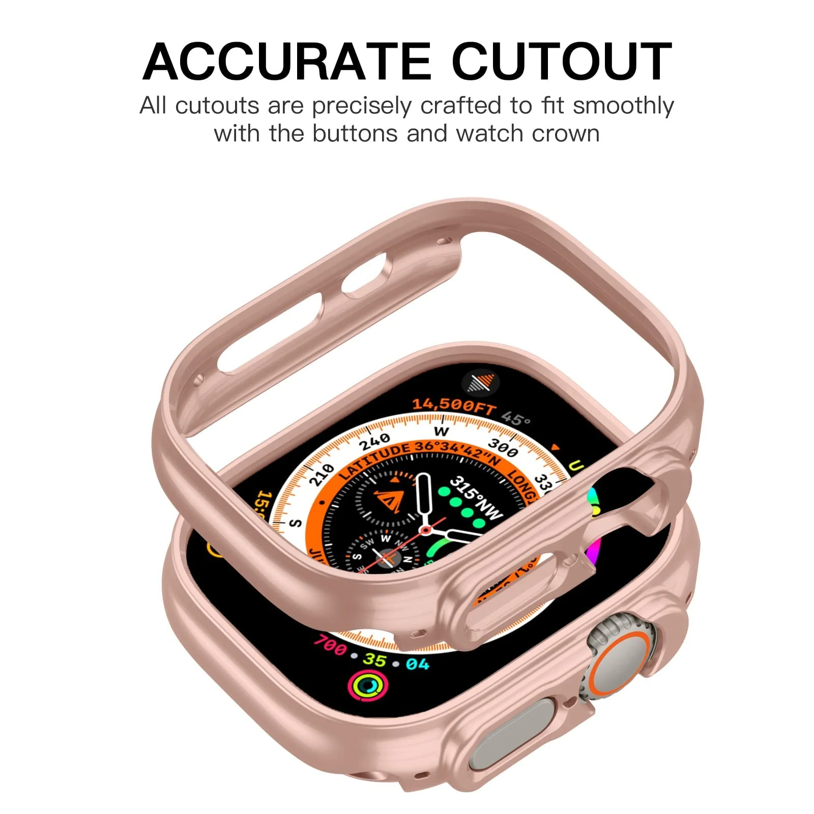 DL3 Mobilak Compatible For Apple Watch Ultra Case 49mm, Shockproof Ultra-Thin Hard PC Bumper Case All-Around Edge Protective Cover Frame[NO Screen Protector] for iWatch Accessories - Rose Gold
