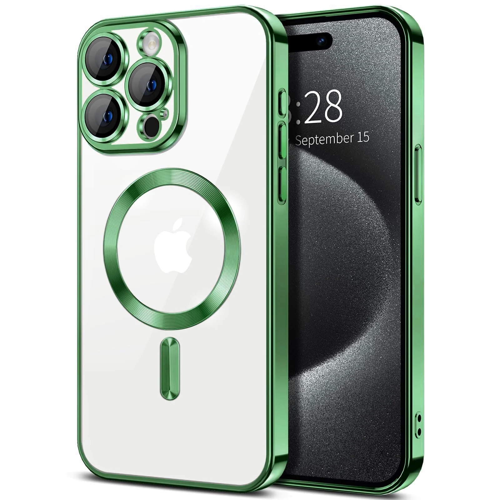 DL3 Mobilak Clear MagSafe-Compatible Magnetic Case for iPhone 12 Pro Max with Camera Protection - Light Green