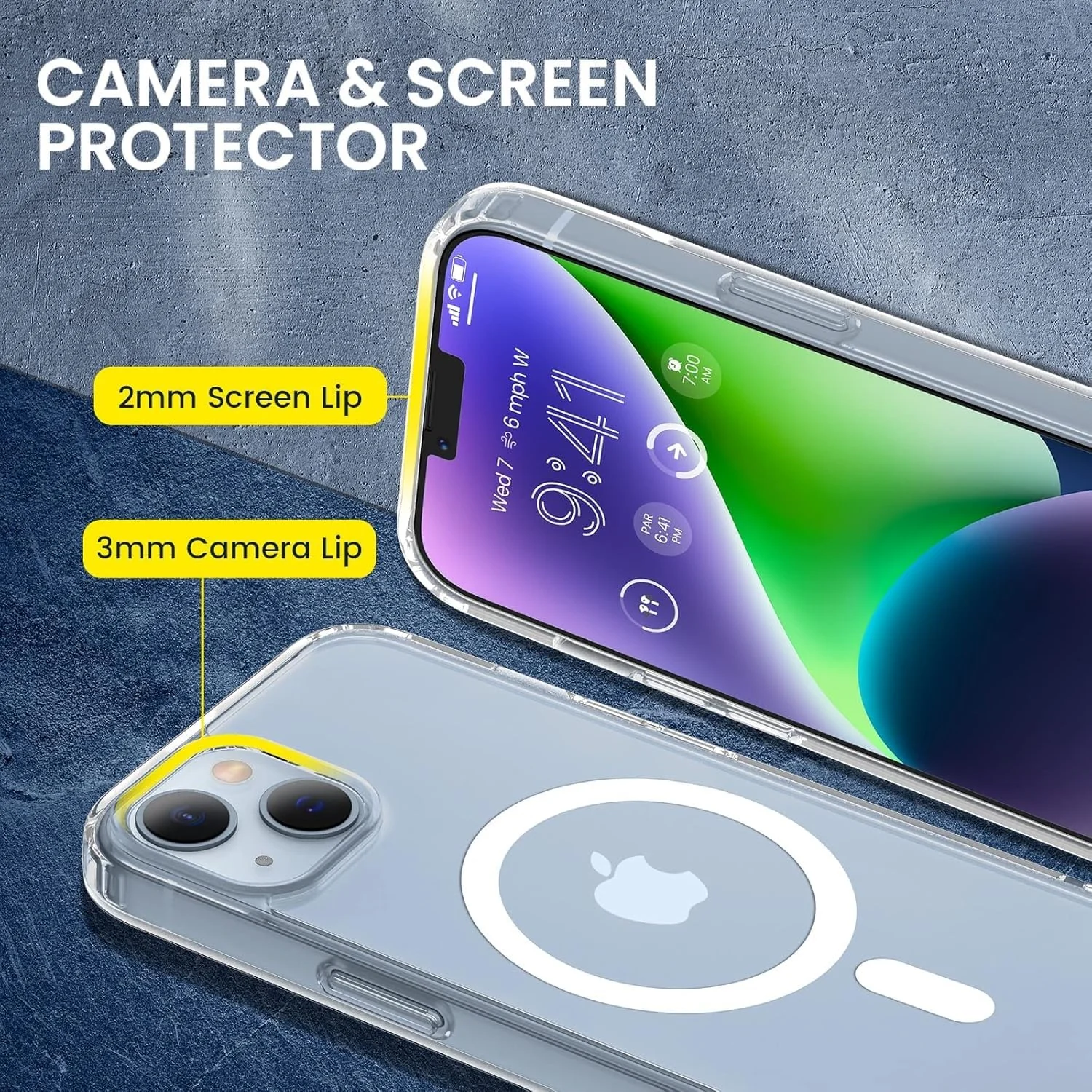 DL3 Mobilak for iPhone 13 Case & iPhone 14 Case [Compatible with MagSafe] [Strong Magnet] [Non-Yellowing] Magnetic Slim Thin Bumper Phone Cover, Lightweight, and Durable - Clear