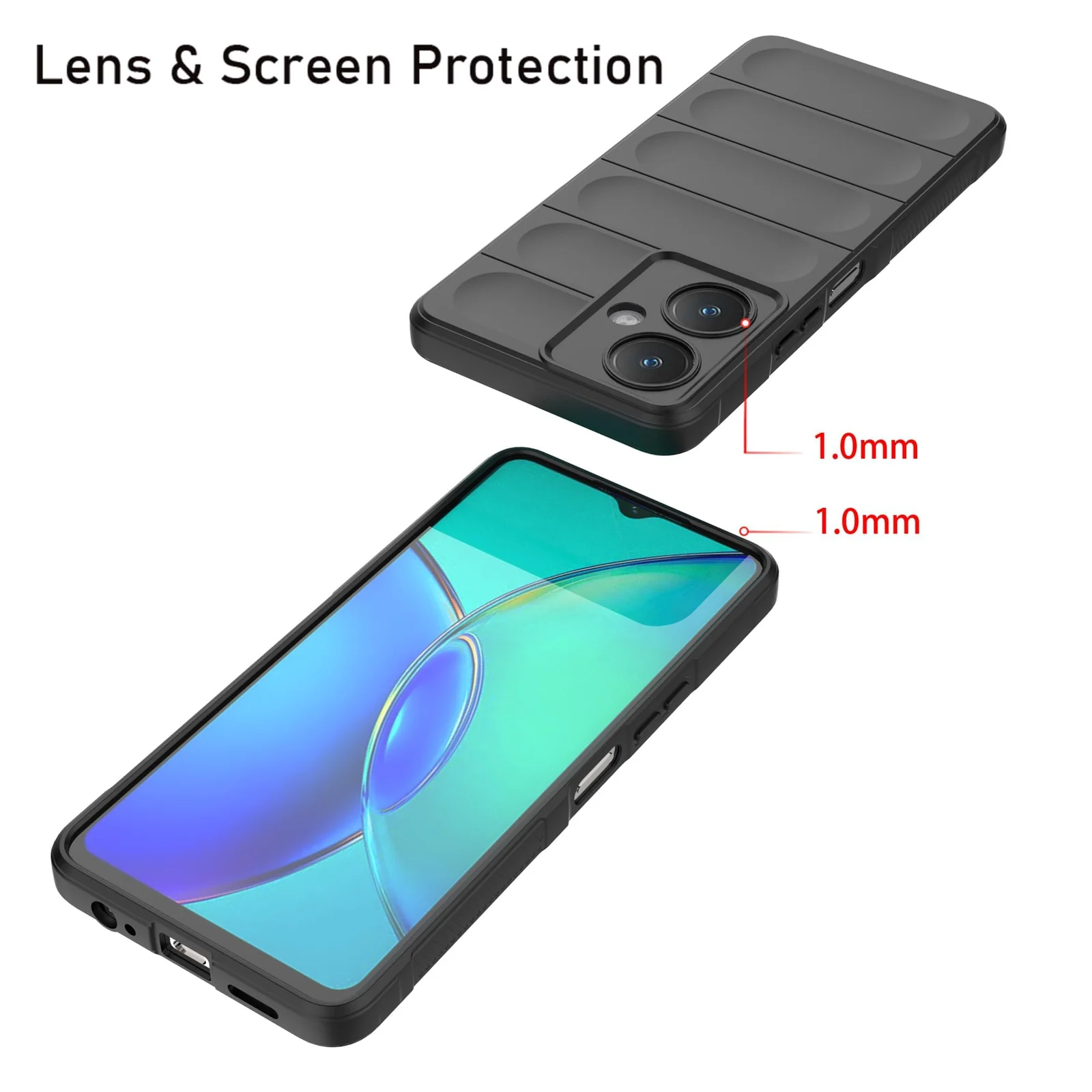 DL3 Mobilak Soft Silicone Protective Case for vivo Y27 4G / vivo Y35+ Plus with Camera Protection and Shockproof Design - Black