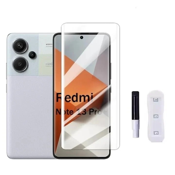 DL3 Mobilak Full Glass Screen Protector For Xiaomi Redmi Note 13 Pro+ Plus 5G UV Tempered Glass Full Glue Cover Screen Protector For Fingerprint Unlock Screen Glass Film - Clear